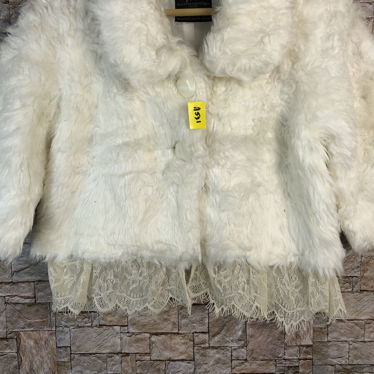 Homespun Knitwear Iky Bombers White Mohair fur Knitwear cardigan #A521 Size XS / US 0-2 / IT 36-38 - 3 Thumbnail
