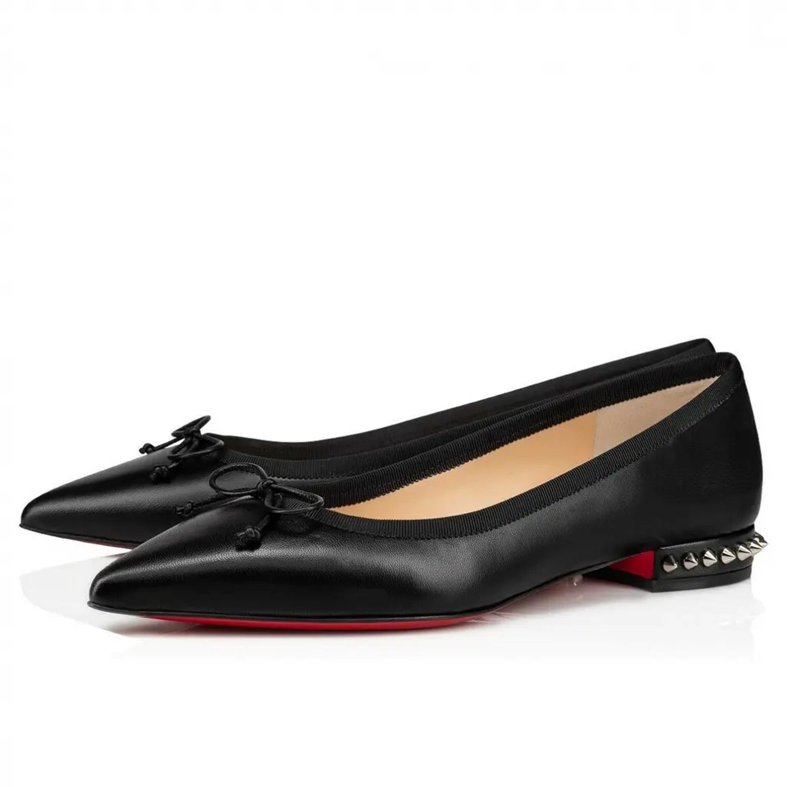 Christian Louboutin Christian Louboutin Hall Flat Black Leather Spike Pointed Size US 7.5 / IT 37.5 - 1 Thumbnail