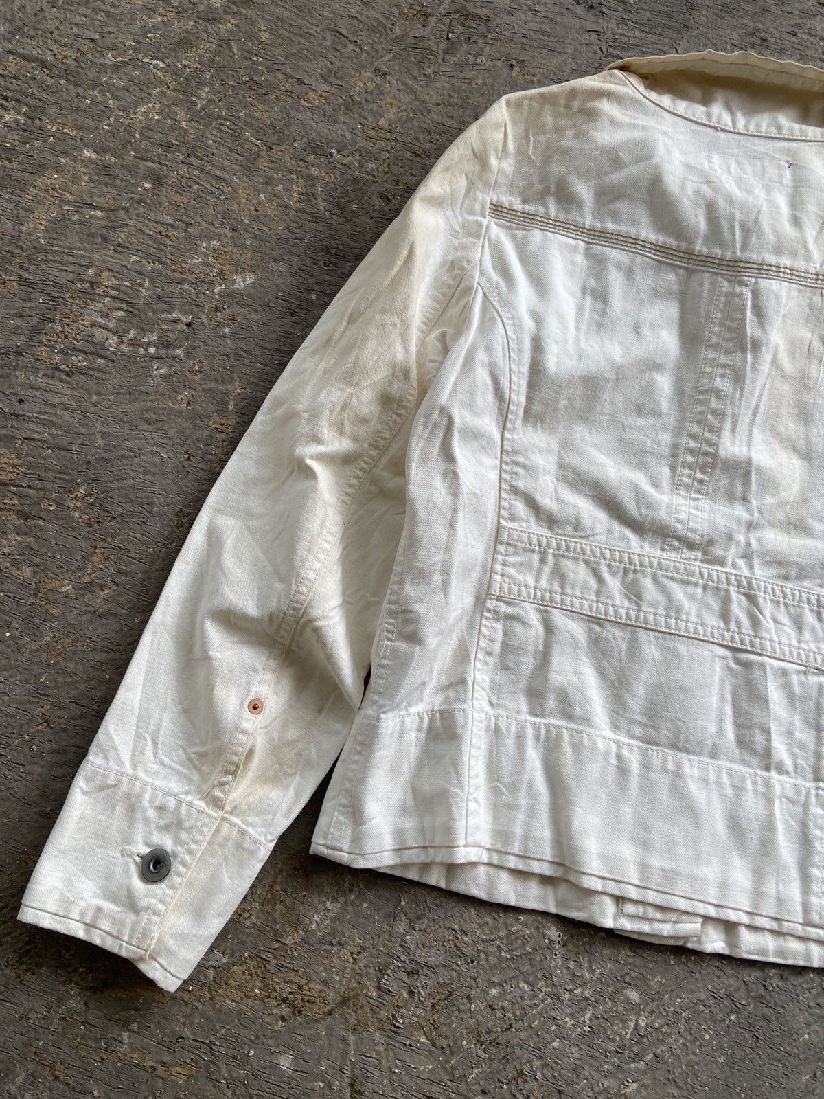 Blue Blue Japan 1990s Blue Blue Japan - Mud Wash Broken White Trucker Jacket Size M / US 6-8 / IT 42-44 - 15 Thumbnail