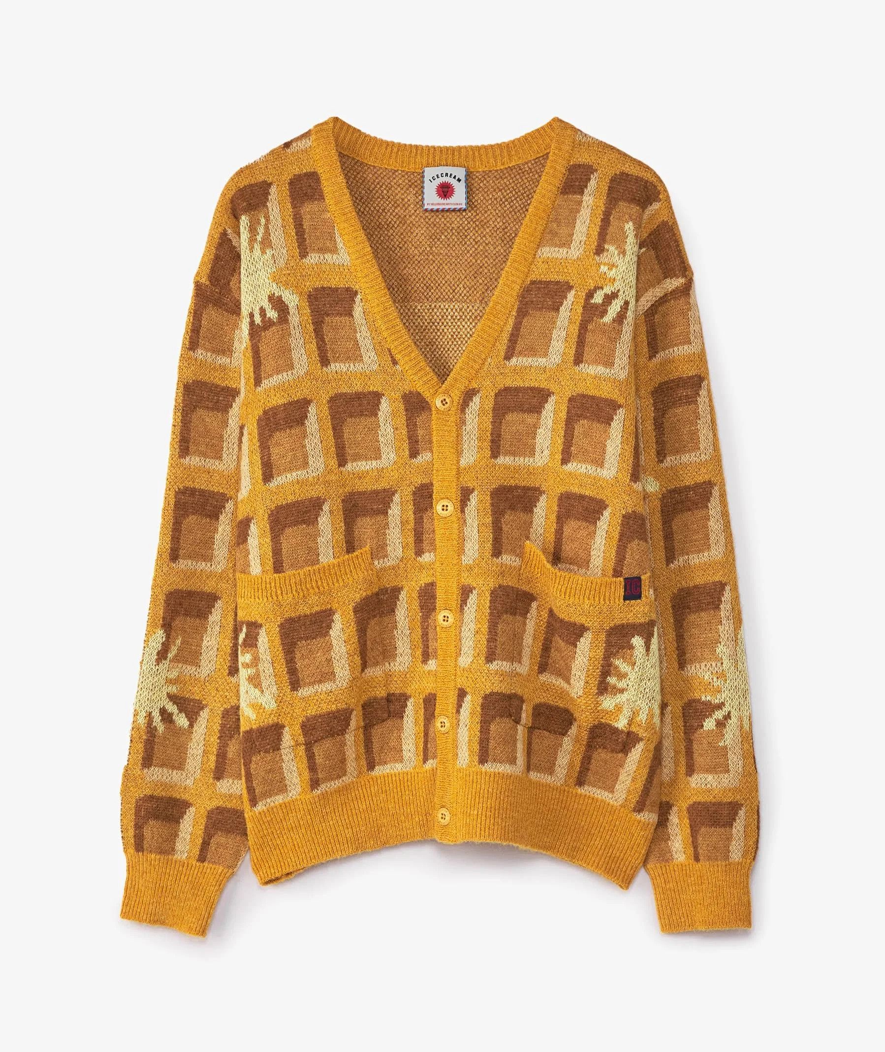 image of Icecream O1Mle0424 Waffle Cardigan In Yellow, Men's (Size Medium)