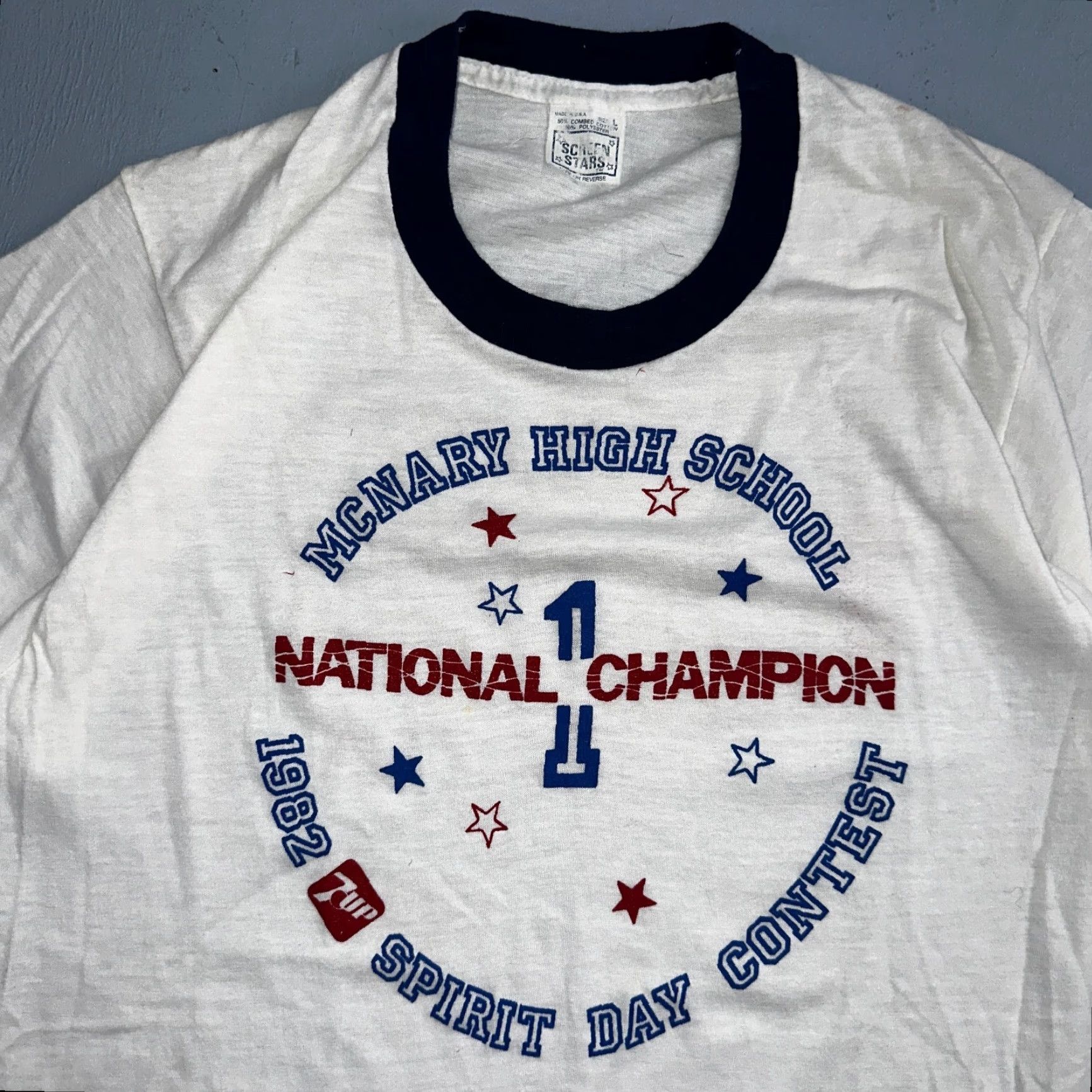 Vintage VINTAGE Champion McNary High School Oregon VTG T Shirt 7UP Soda Screen Stars Ringer 80s Size US L / EU 52-54 / 3 - 2 Thumbnail