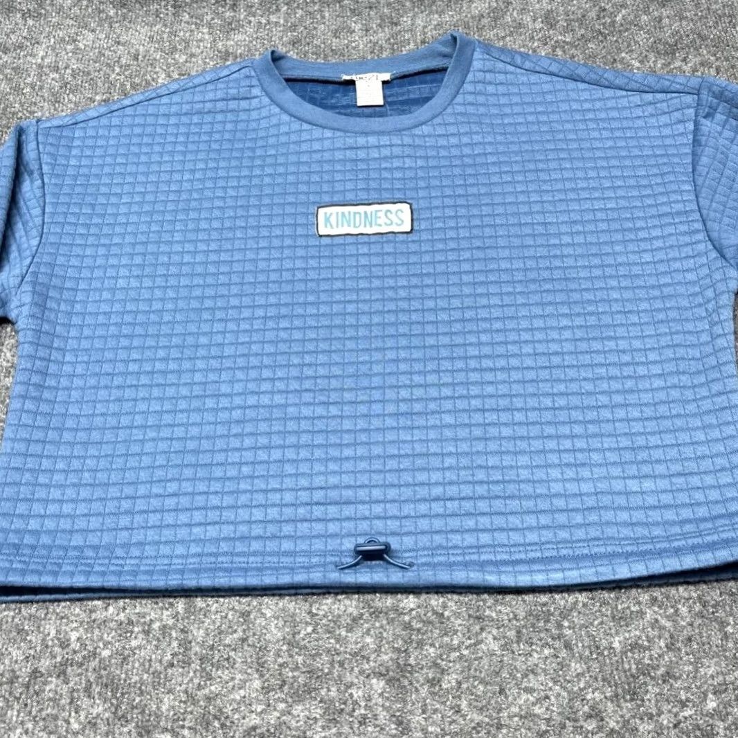 Vintage Rue21 Cropped Sweatshirt Womens S Blue Quilted Long Sleeve Crew Bungee Cord New Size S / US 4 / IT 40 - 3 Thumbnail
