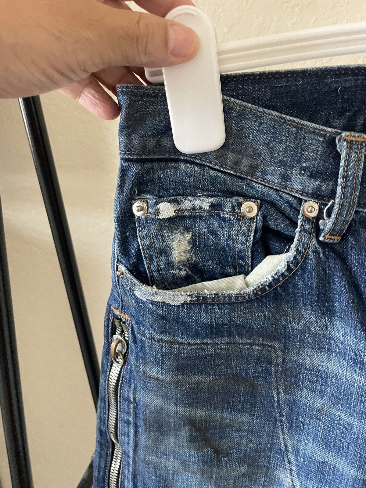 Mr. Completely Button Fly Distressed paint plash skinny jeans Size US 30 / EU 46 - 5 Thumbnail