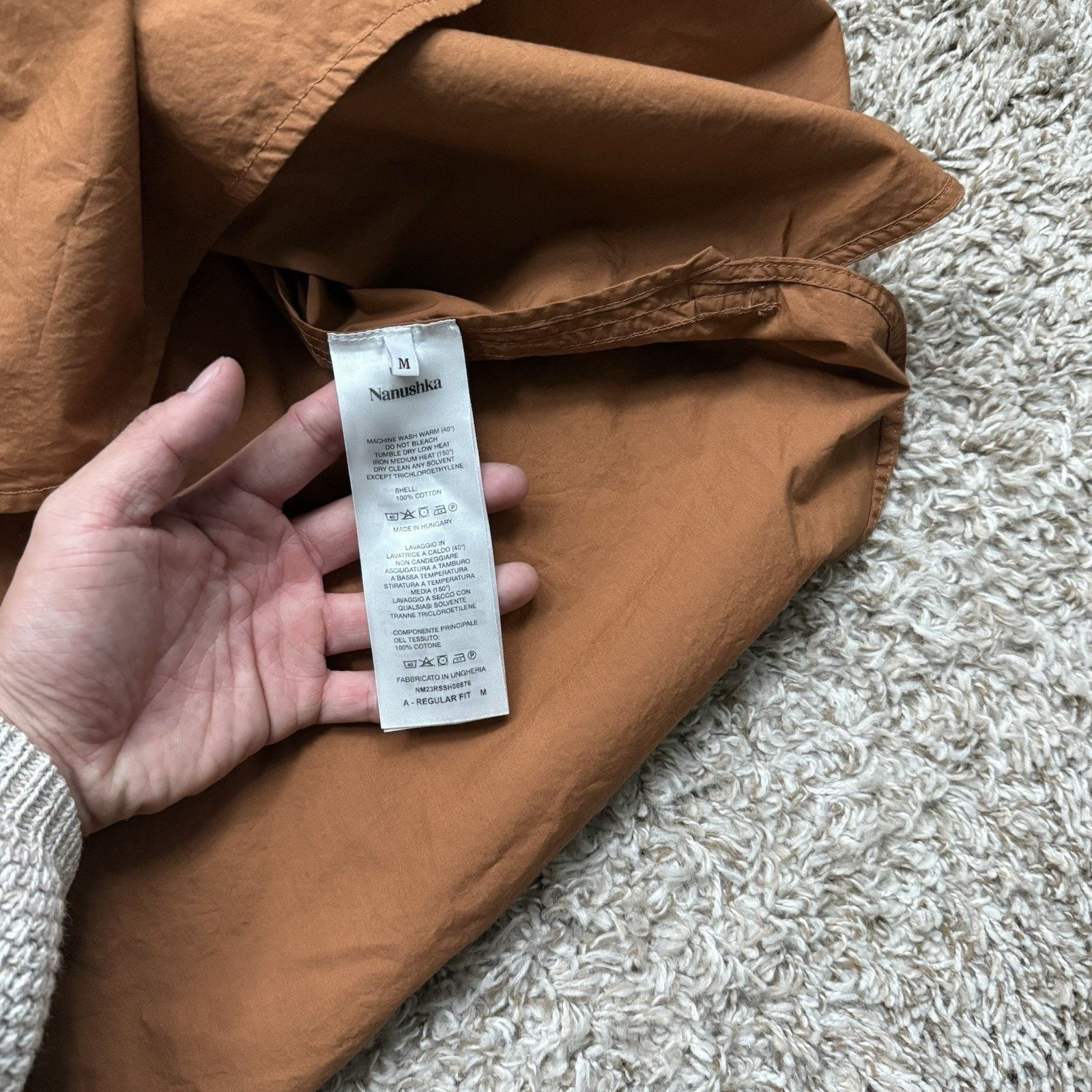 Nanushka $520 Nanushka Tan Orange Damos Shirt Oversized Button Up Size US M / EU 48-50 / 2 - 8 Thumbnail