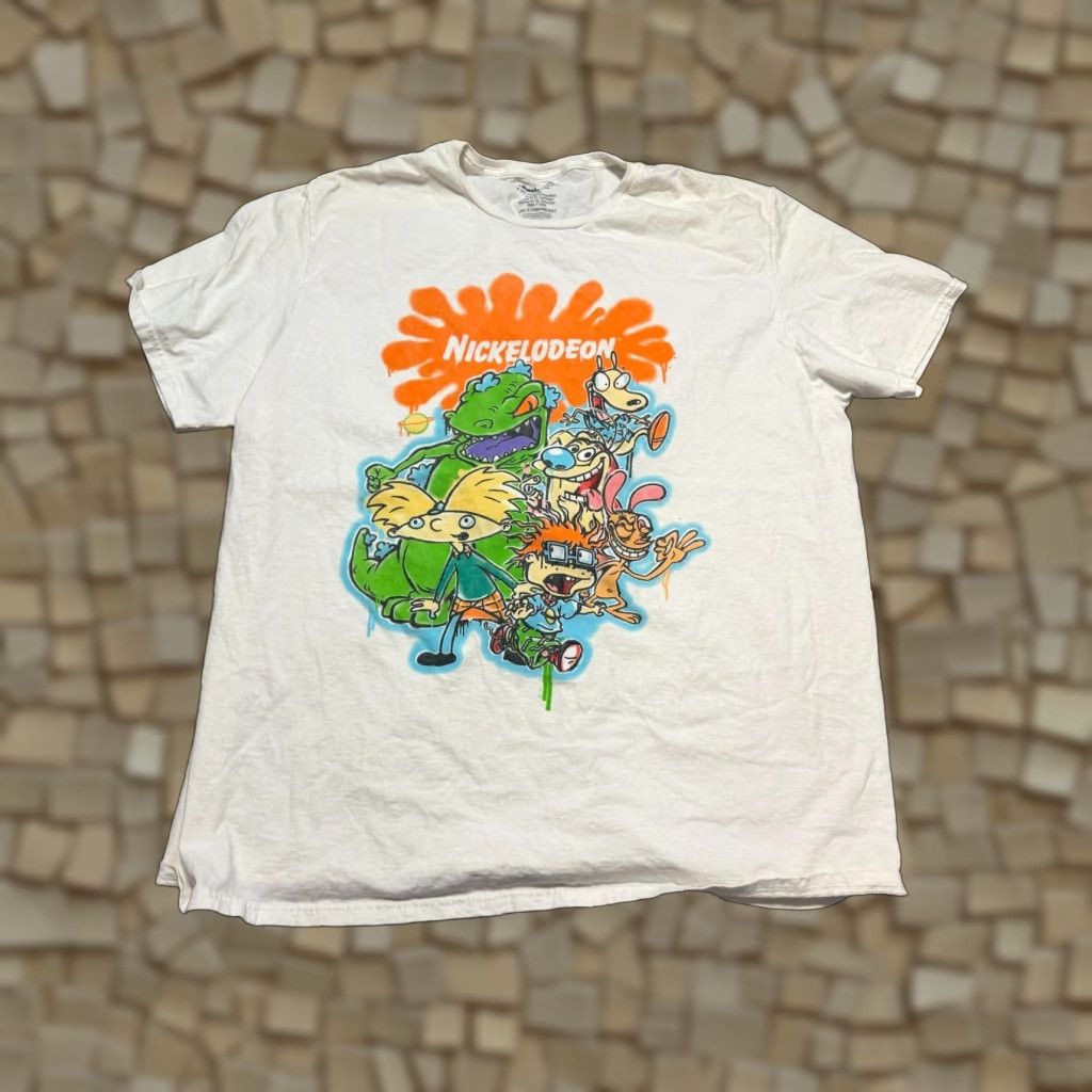 Nickelodeon Nickelodeon Shirt Mens XXL White Rugrats Hey Arnold Ren & Stimpy Rocko's Modern Life Size US XXL / EU 58 / 5 - 1 Thumbnail