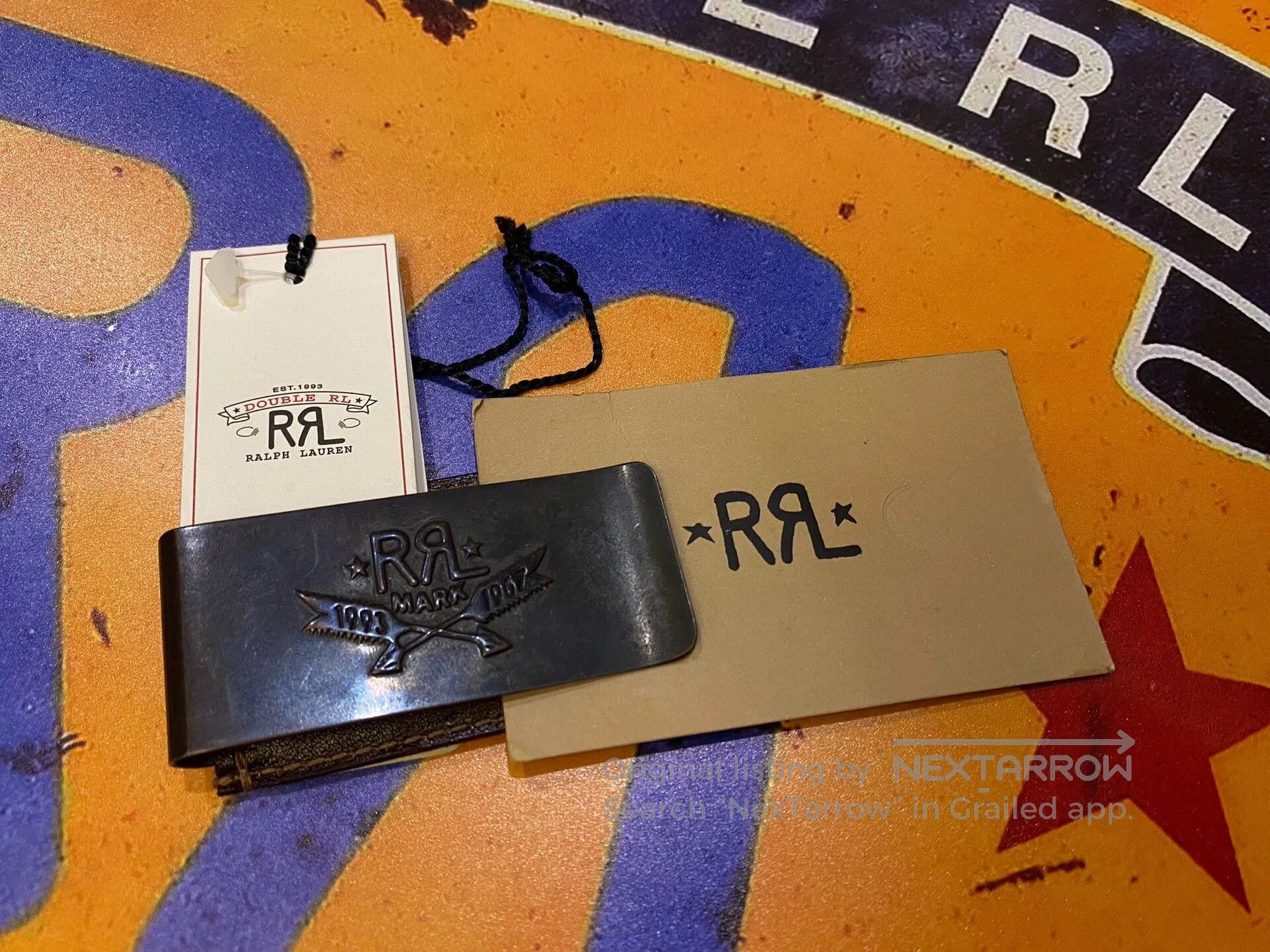 RRL Ralph Lauren RRL Brass Leather Arrow Logo Money Clip. Size ONE SIZE - 6 Thumbnail