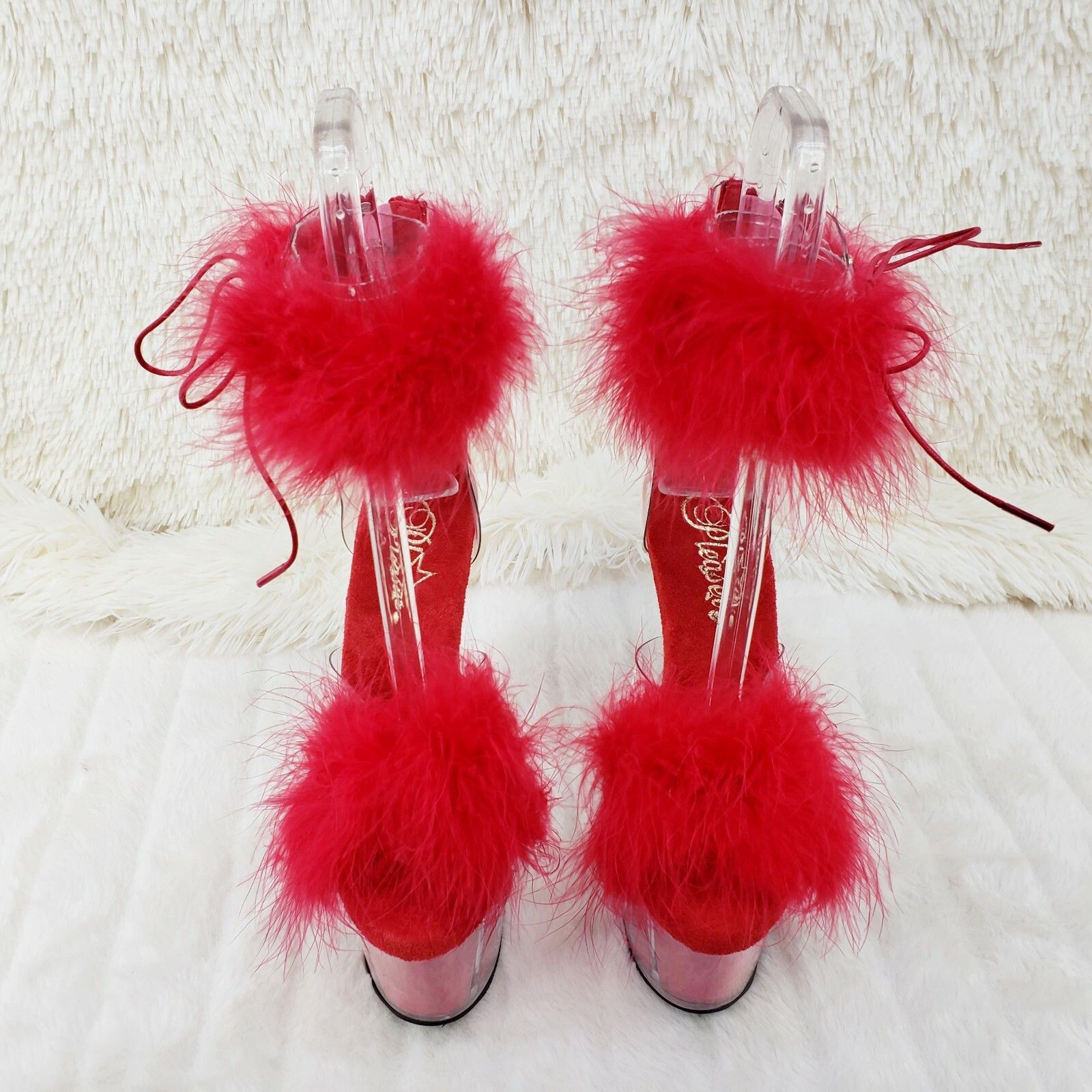 Other Adore 724F Red Marabou Platform Shoes Sandals 7" High Heel S Size US 11 / IT 41 - 6 Thumbnail
