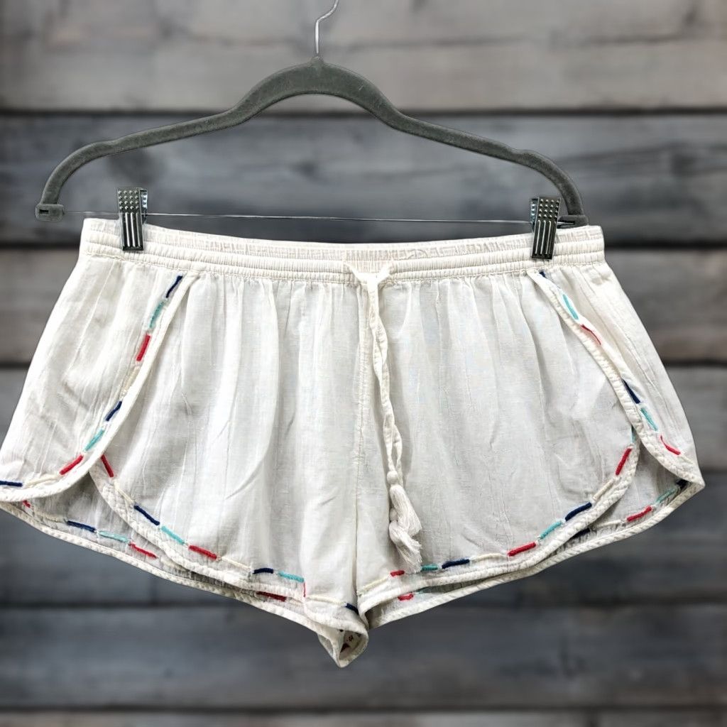Gap Vintage Gap Love Lounge Shorts Womens M White Linen Blend Embroidered Spring Summer Size 32" / US 10 / IT 46 - 1 Thumbnail