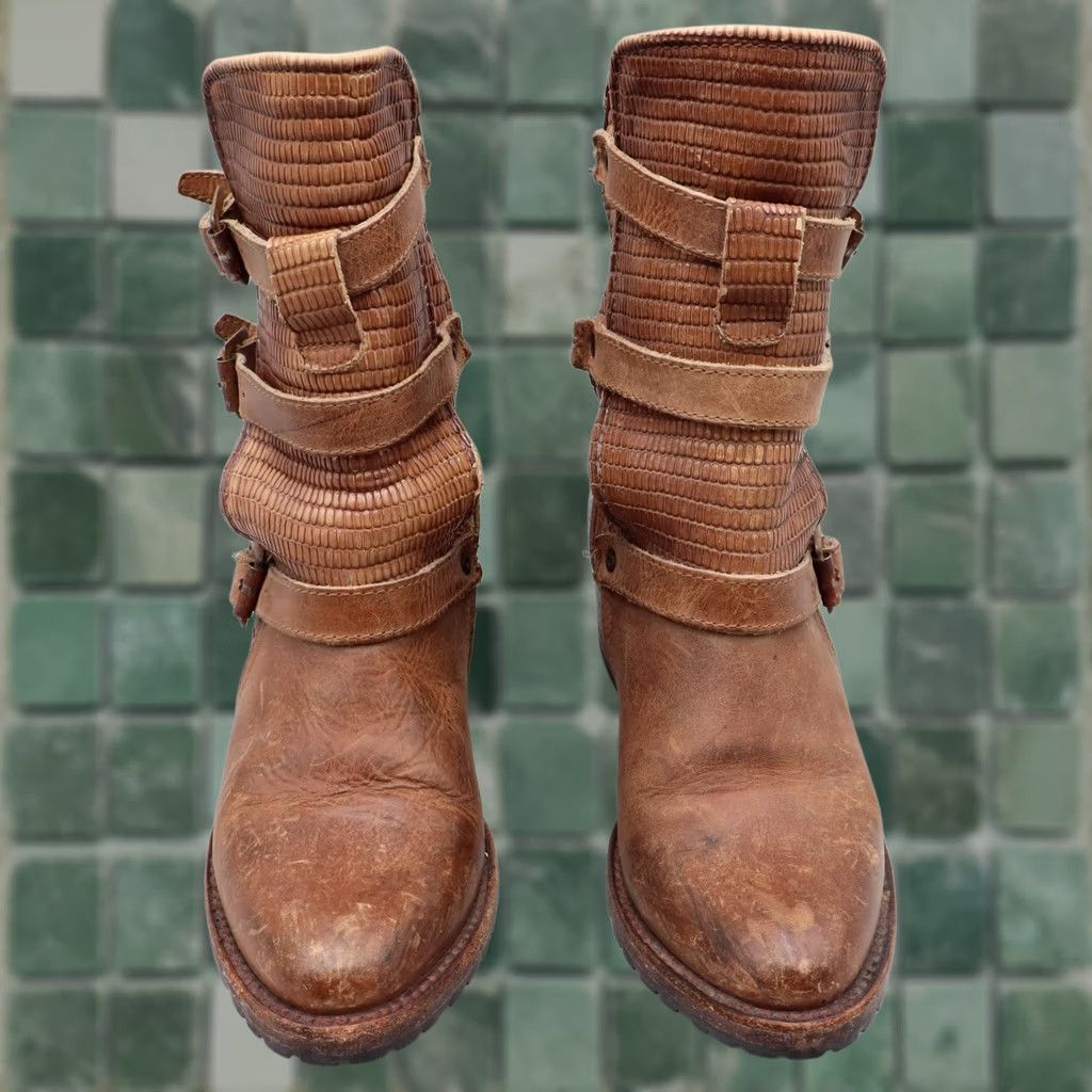 FREEBIRD Freebird By Steven Apex Brown Distressed Leather Moto Boots Size 6 Womens Leather Distressed Western Boot Size US 6 / IT 36 - 1 Thumbnail