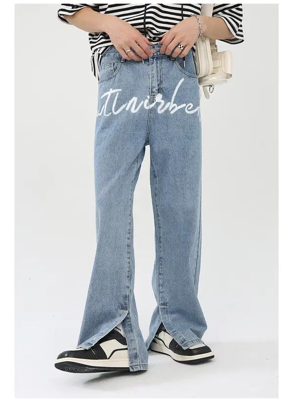 Japanese Brand Noriyo x Riyo Vintage Street Letter Print Loose Jeans Size US 32 / EU 48 - 1 Thumbnail