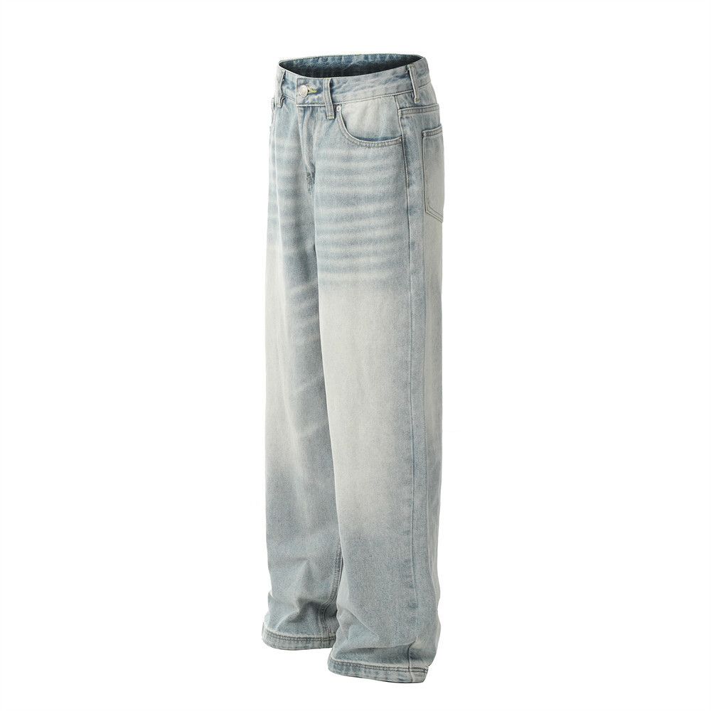 Japanese Brand × Jean Men's loose wide-leg ripple washed straight jeans Size US 32 / EU 48 - 2 Thumbnail