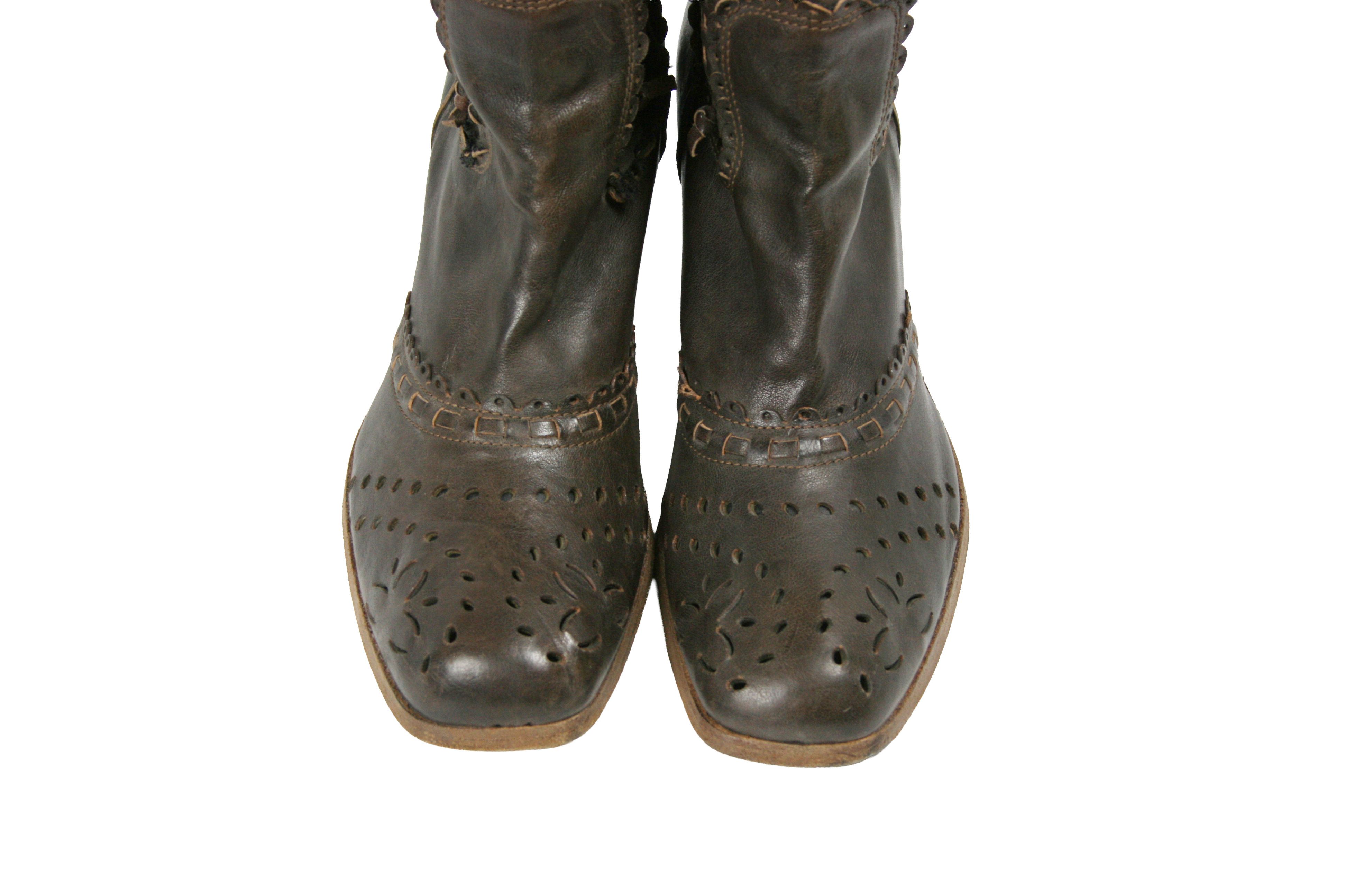 MoMA 00S Avant Garde Perforated Knee High Boots Vintage Size US 7 / IT 37 - 5 Thumbnail