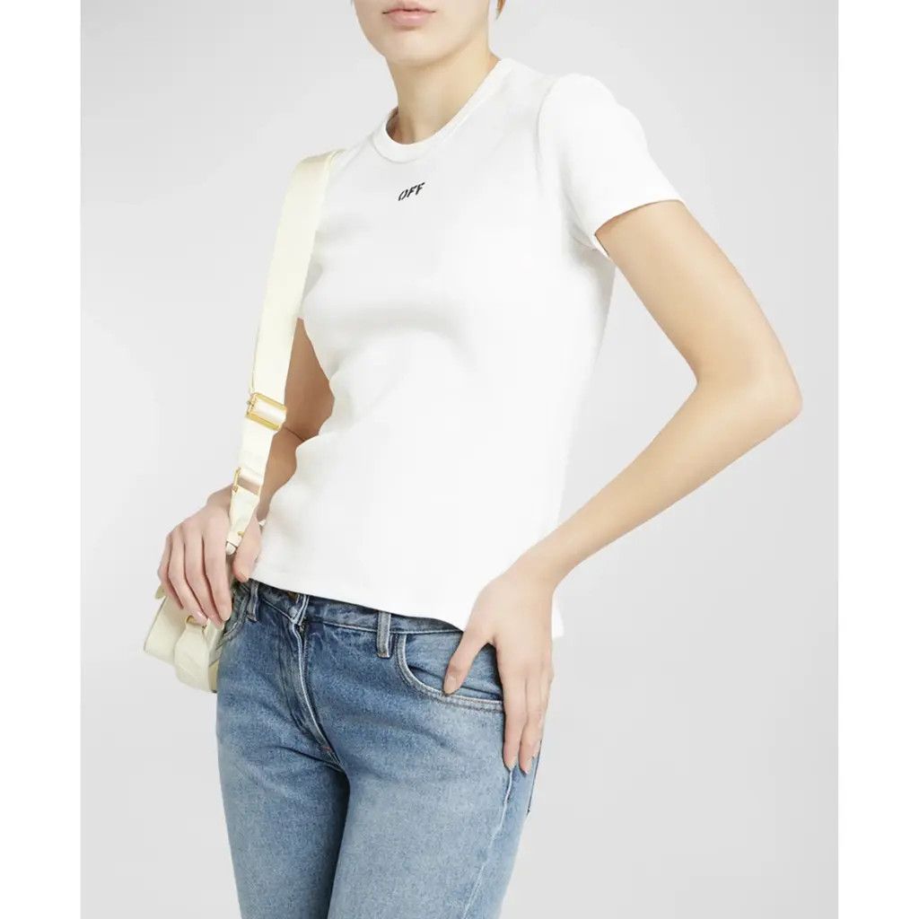 Off-White o1s22i1n0824 Ribbed Short Sleeve T-Shirts in White Size S / US 4 / IT 40 - 5 Thumbnail