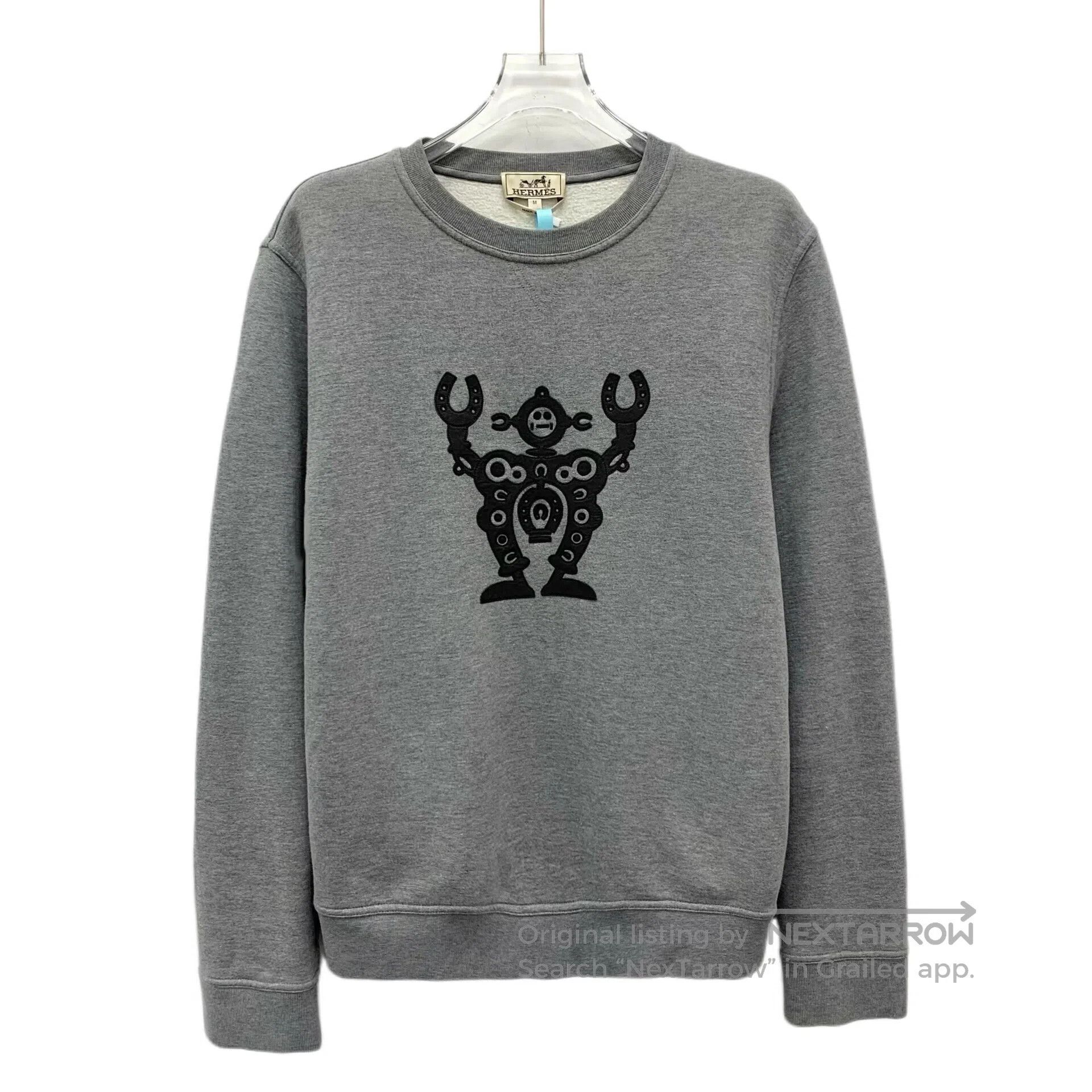 Hermes Hermes Gray robot leather patched crew neck long-sleeved s Size US M / EU 48-50 / 2 - 1 Thumbnail