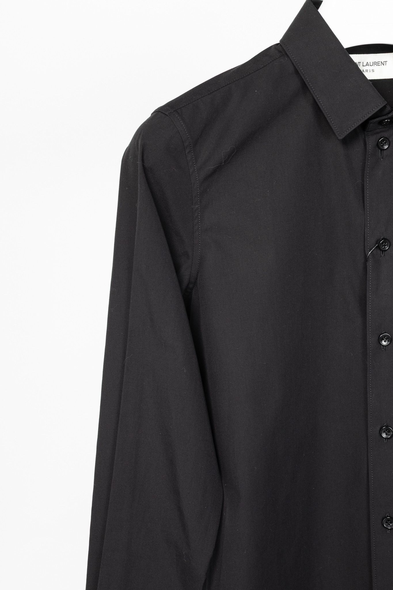 Saint Laurent Paris Saint Laurent Black Cotton-Poplin Buttoned Shirt Size S / US 4 / IT 40 - 5 Thumbnail