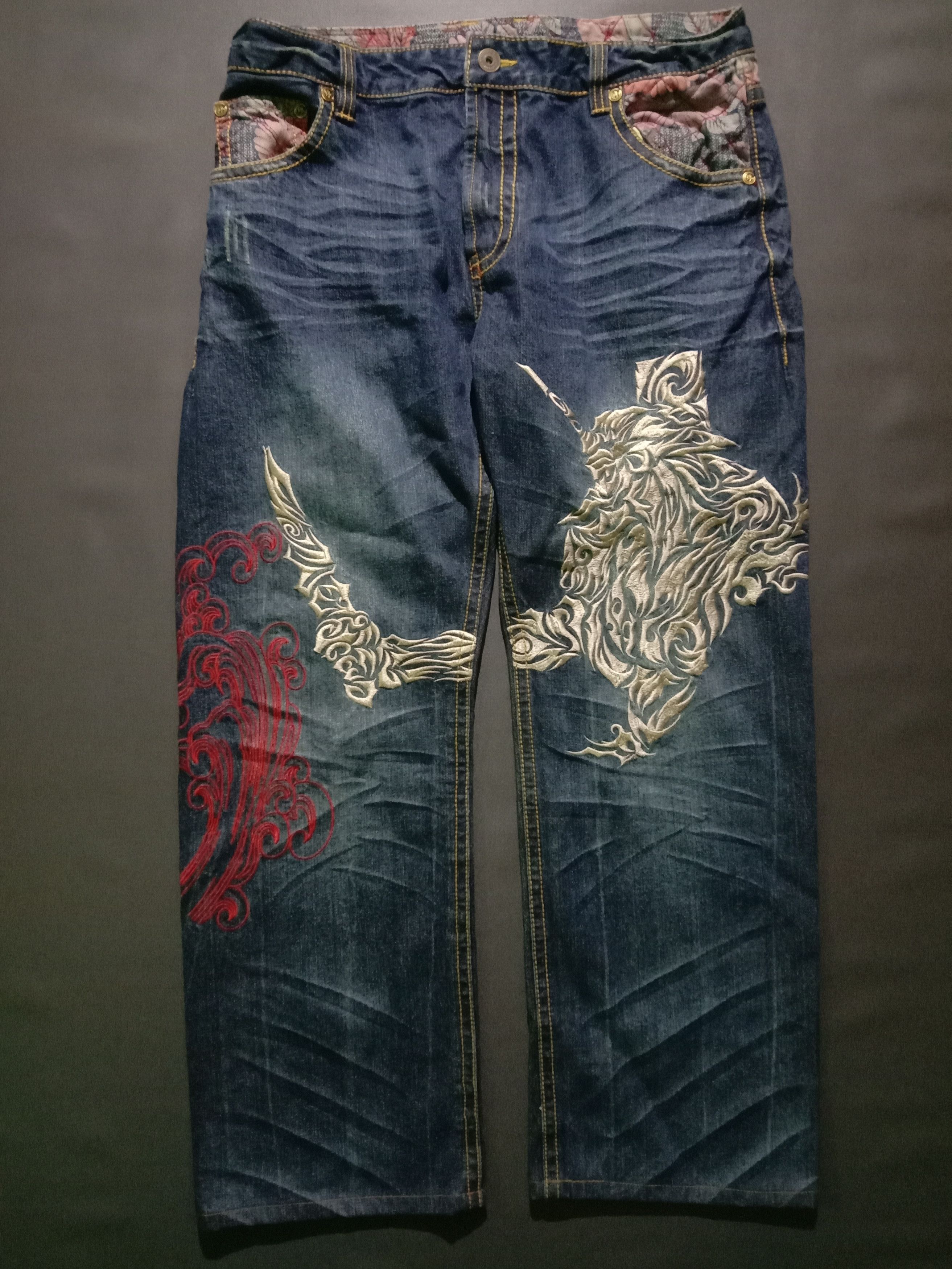 Anime Vintage Evangelion x Nishiki x Miyabi Musubi Jeans Oriental Size US 38 / EU 54 - 1 Thumbnail