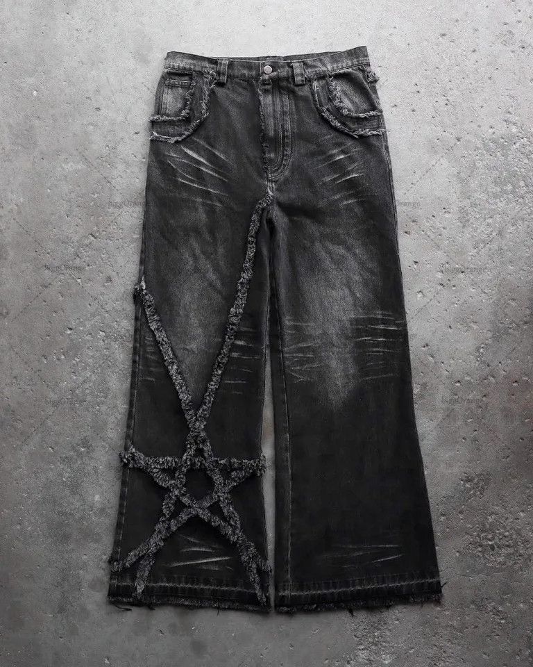 image of Distressed Denim Furry Star Denim Pant in Vintage Black, Men's (Size 28)
