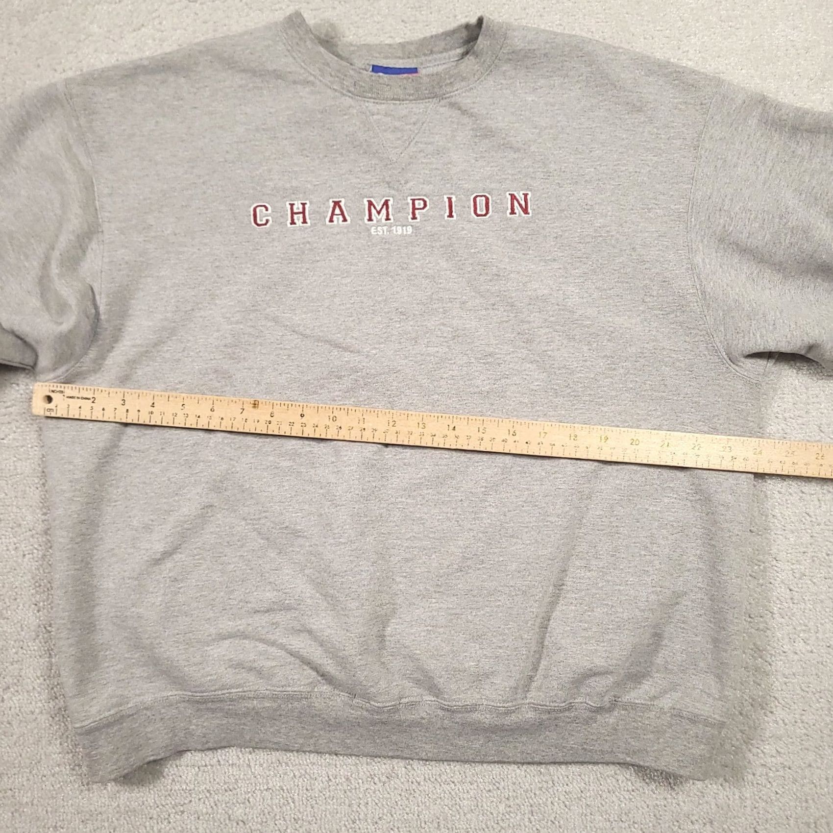 Champion Champion Spellout Crewneck Sweatshirt Mens Large Gray Fleece Embroidered Size US L / EU 52-54 / 3 - 3 Thumbnail