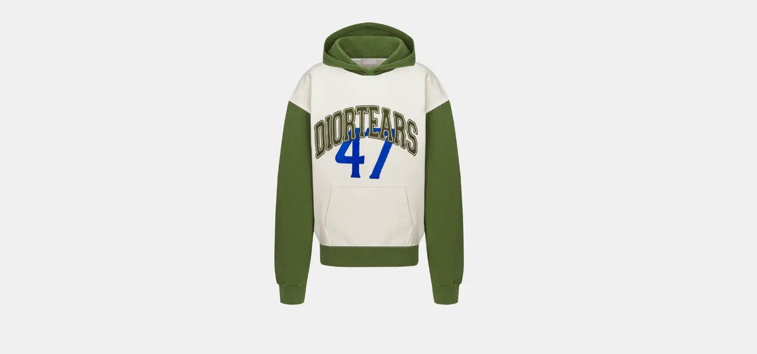 DENIM TEARS × Dior o1w1db10824 Oversized Hooded Sweatshirt in White & Green Size US S / EU 44-46 / 1 - 1 Thumbnail