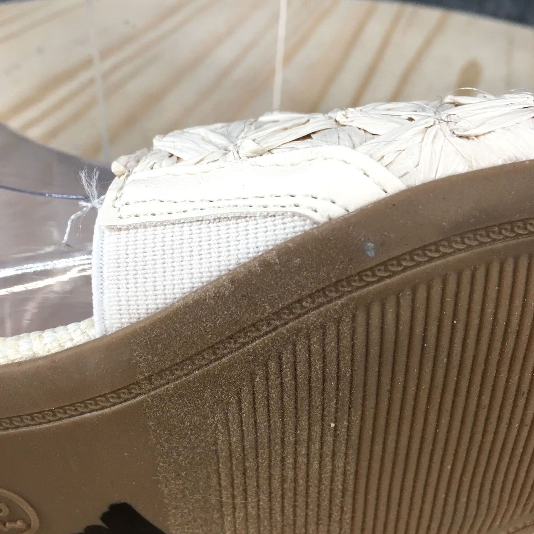 Vintage A New Day Sandals Women's Ariella Woven Raffia Slide White Slip On Open Toe Casual Flat Sandal 6.5 Size US 7 / IT 37 - 5 Thumbnail