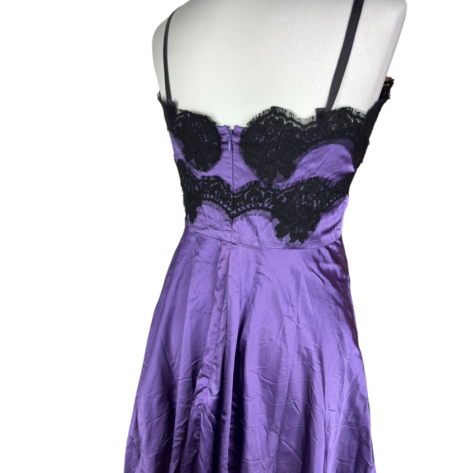 Dolce & Gabbana Dolce & Gabbana Women Purple Black Lace Detail Slip Dress 44 Size M / US 6-8 / IT 42-44 - 7 Thumbnail