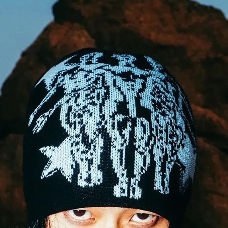 Vintage Y2K Black and Blue Beanie Hat Size ONE SIZE - 2 Thumbnail