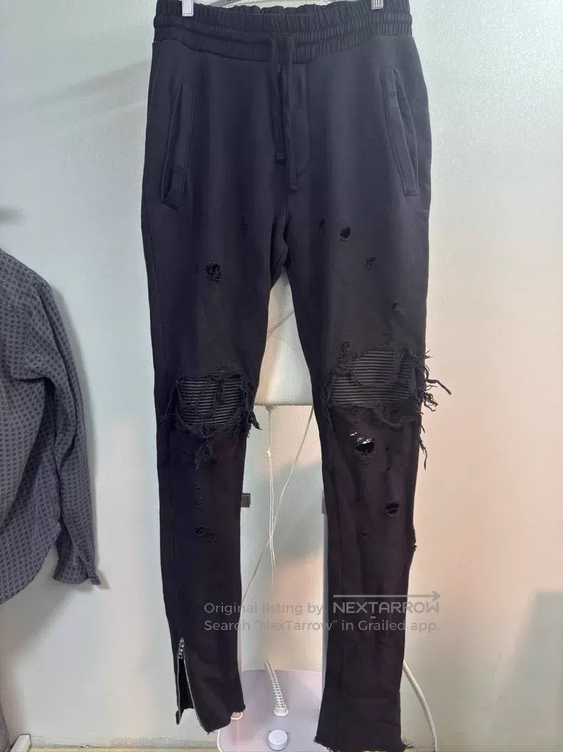 Amiri Amiri Ripped big destruction cut knee embedded leather lei Size US 32 / EU 48 - 4 Thumbnail