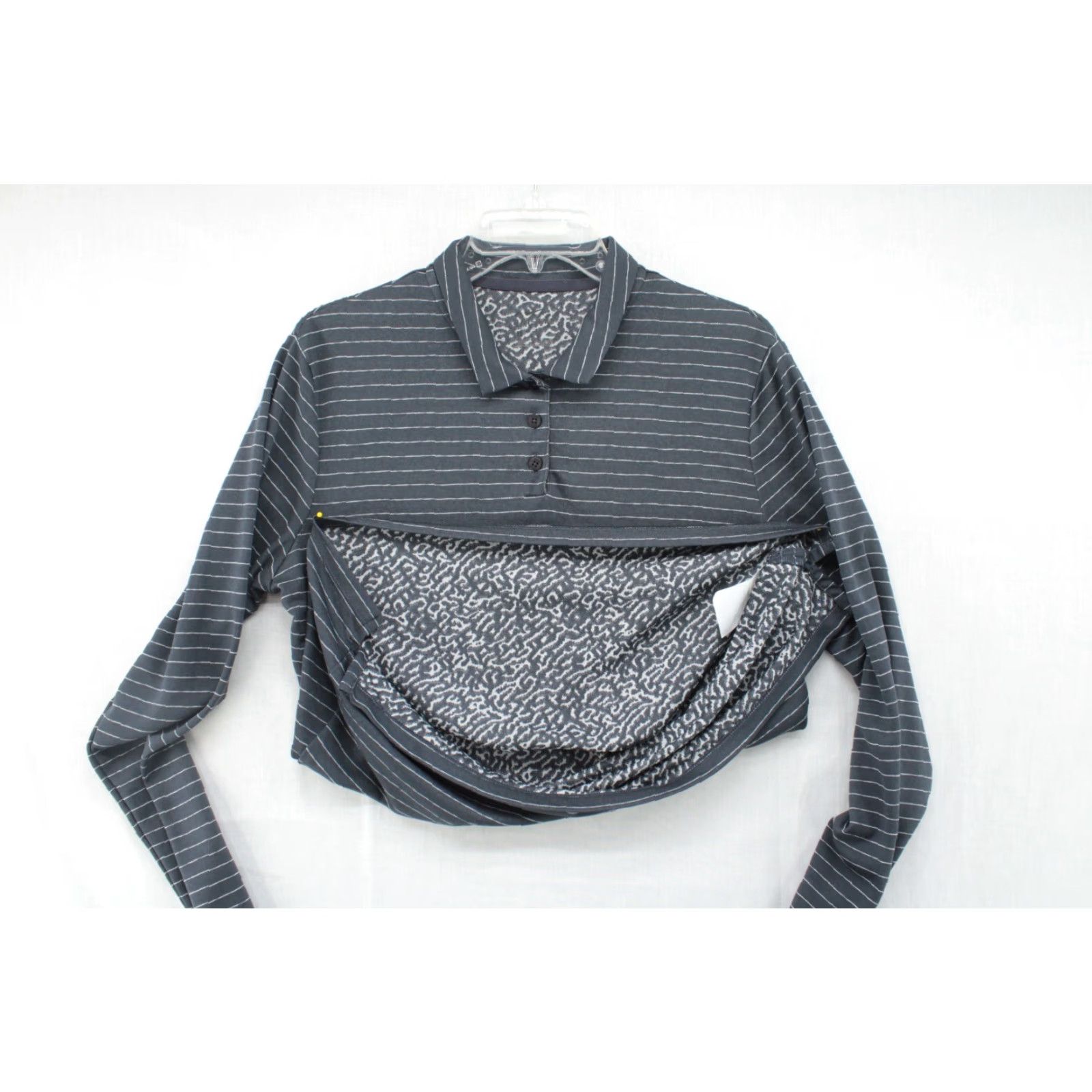 Nike Nike Polo Shirt Women L Gray Striped Golf Fit Dry Long Sleeve Collared EUC Size L / US 10 / IT 46 - 4 Thumbnail