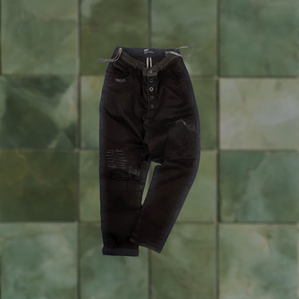 Vintage Umit Unal Couture Design Black jeans decorative stitching Drop Crotch Pants Men 32 Denim Cotton Blend High Rise 90s Grunge Vintage No XS XS? Size US 32 / EU 48 - 1 Thumbnail