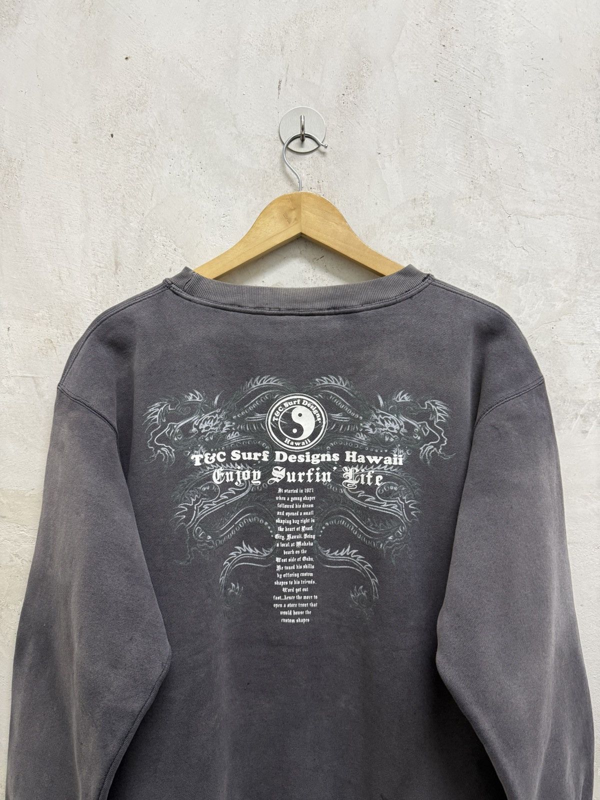 Affliction Faded T&C Surf Dragon Wild Poems Jnco Styled Sweatshirt Size US XL / EU 56 / 4 - 2 Thumbnail