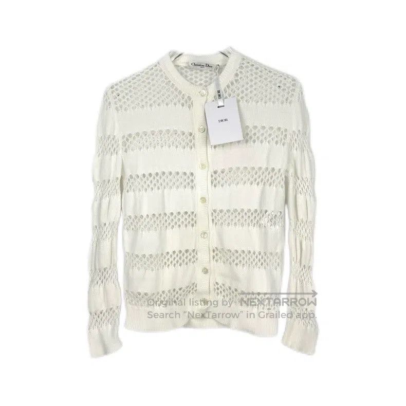Dior Dior White hollow-out knitted cardigan coat Size XS / US 0-2 / IT 36-38 - 1 Thumbnail