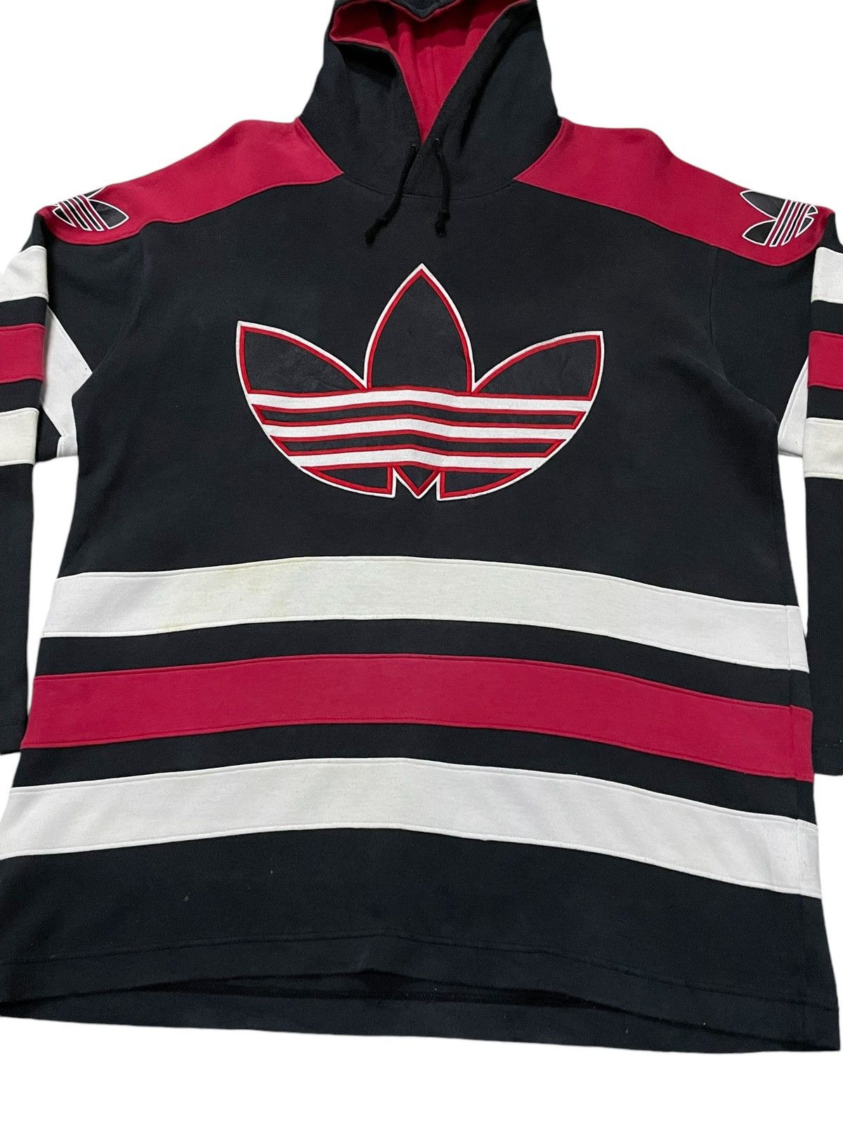 Adidas × RUN DMC × Vintage Vintage 80s Adidas Run Dmc Style Embroidered Jumper Hoodie Size US L / EU 52-54 / 3 - 4 Thumbnail