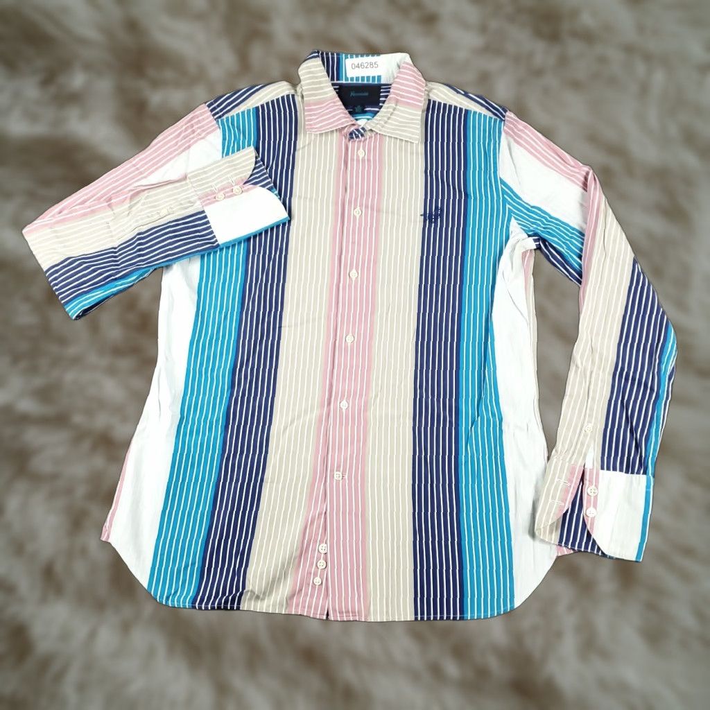 Faconnable VINTAGE Faconnable Women's Shirt Size 10 Beige & Red Striped Button-Up Long Sleeve Business Casual Preppy Size L / US 10 / IT 46 - 1 Thumbnail