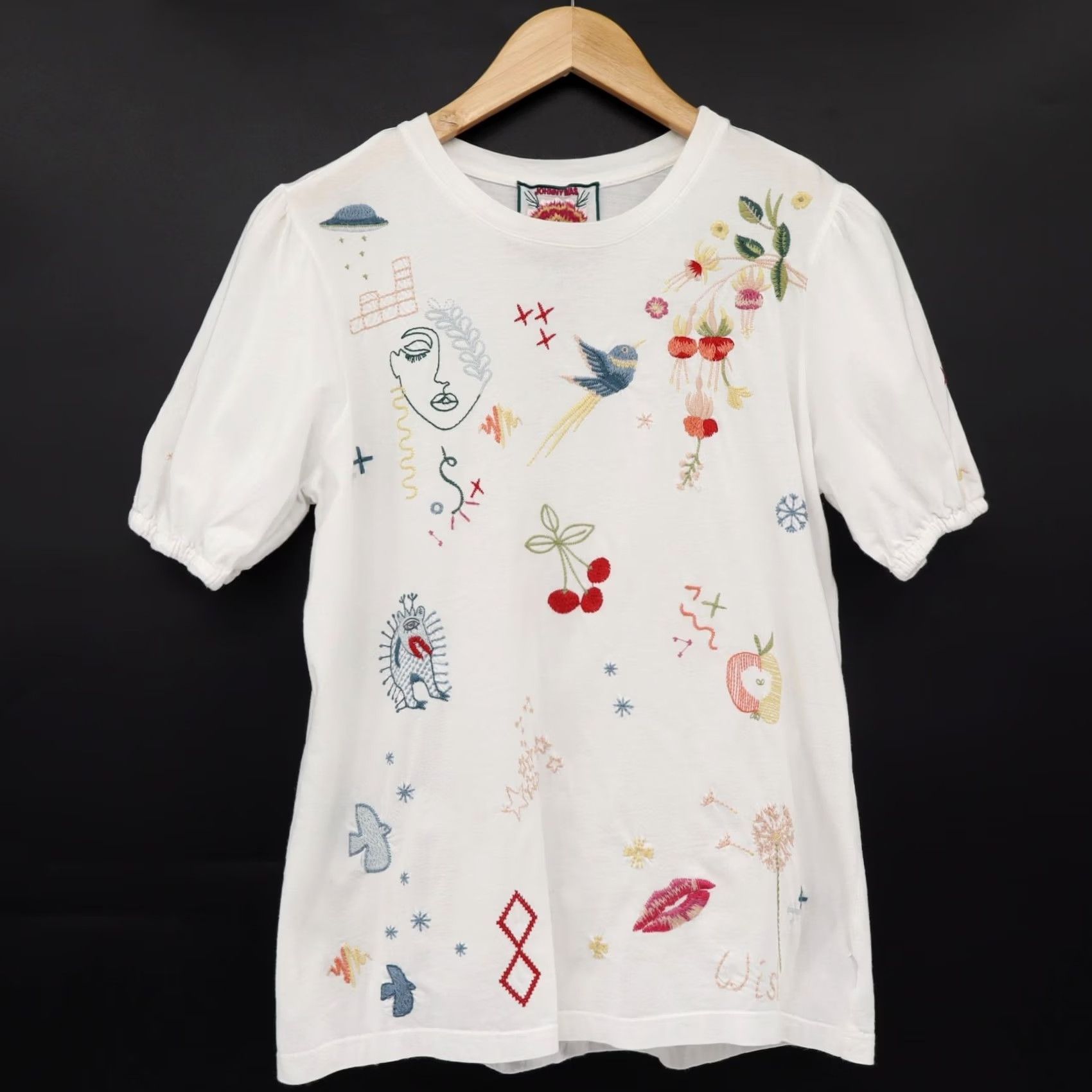 Johnny Was Johnny Was Embroidered Tee White Sz S Women's Puff Sleeve Boho Chic Size 28" / US 6 / IT 42 - 2 Thumbnail