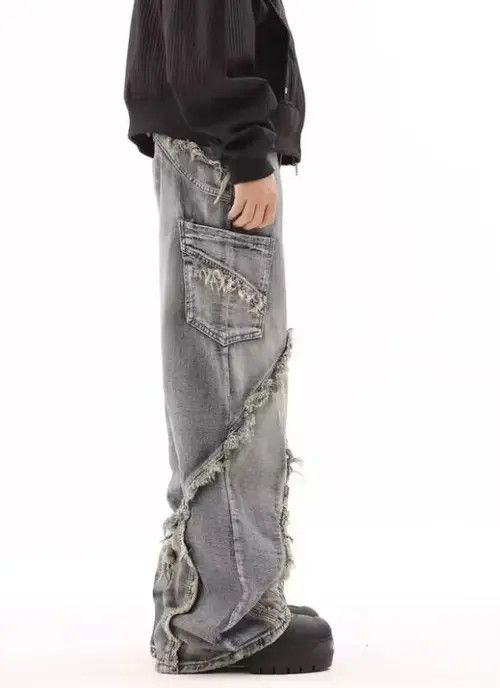 VIBE Retro ruined whiskering design washed distressed jeans Size US 30 / EU 46 - 5 Thumbnail