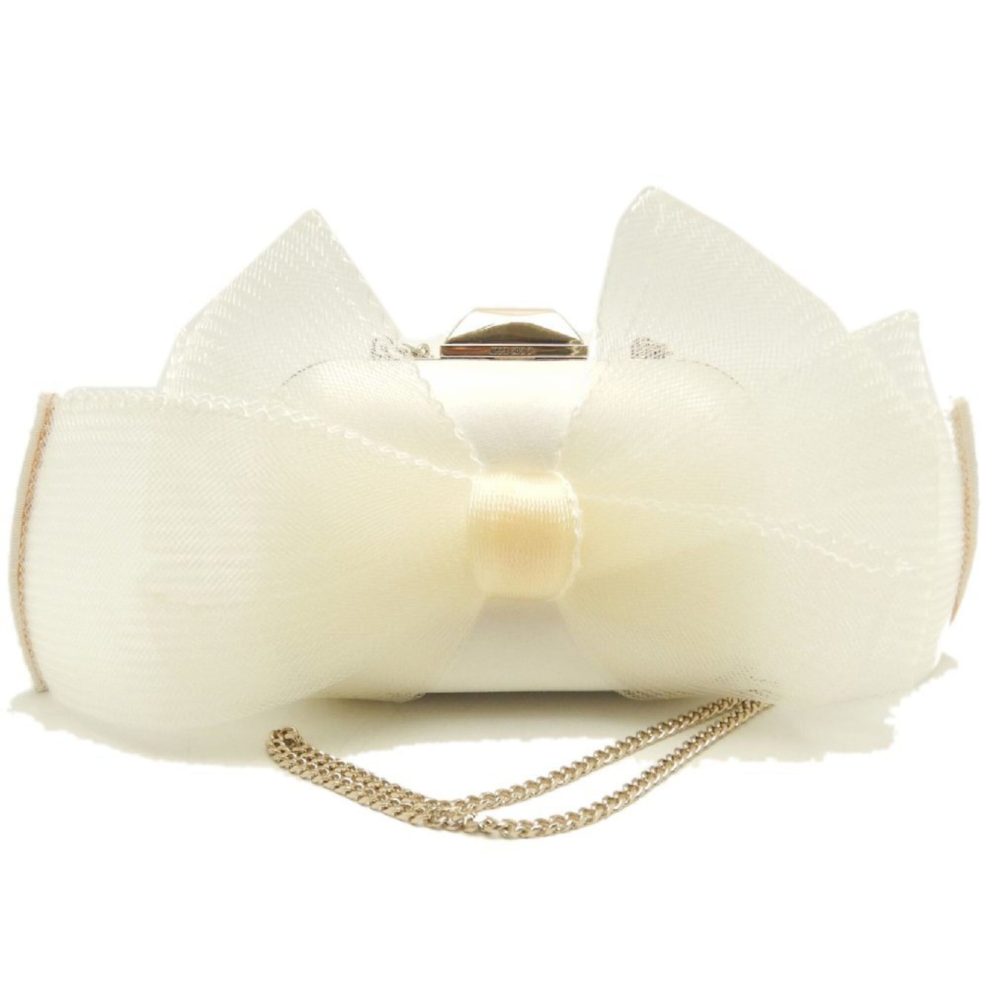 Jimmy Choo JIMMY CHOO Microcloud Clutch Bag, Chain Clutch, Satin, Off-White, Women's, 253759 Size ONE SIZE - 1 Thumbnail