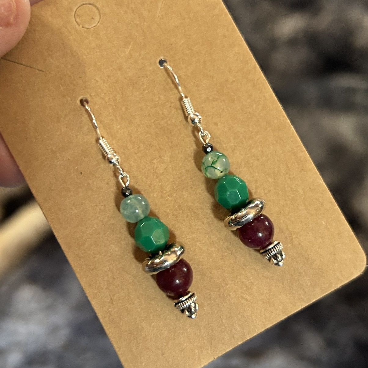 Handmade Handcrafted elegant genuine stone garnet dragon earrings Size ONE SIZE - 1 Thumbnail