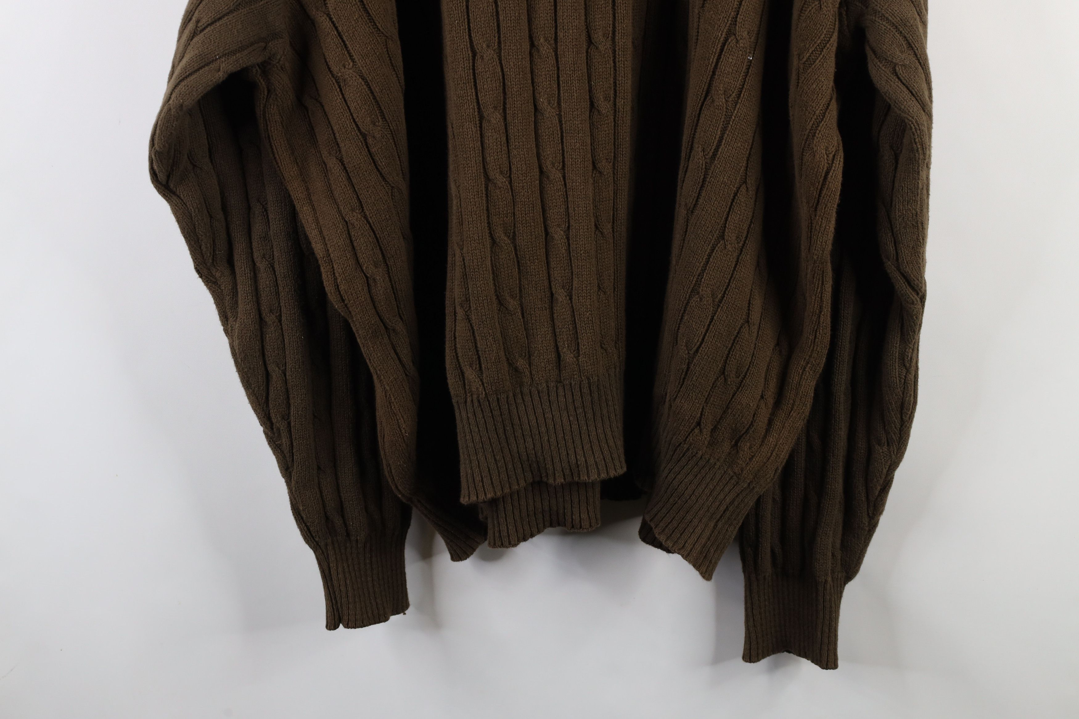Vintage Vintage 90s Streetwear Faded Chunky Cable Knit Sweater Brown Size US XXL / EU 58 / 5 - 9 Thumbnail