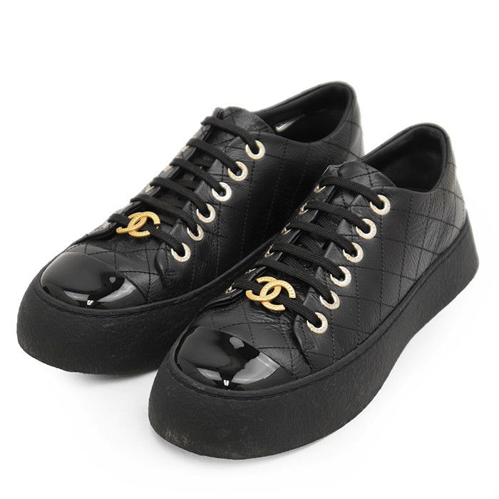 Chanel Chanel Chanel Leather Patent Leather Quilted Sneakers Leather Shoes G46620 DUTY FREE for USA Size ONE SIZE - 1 Thumbnail