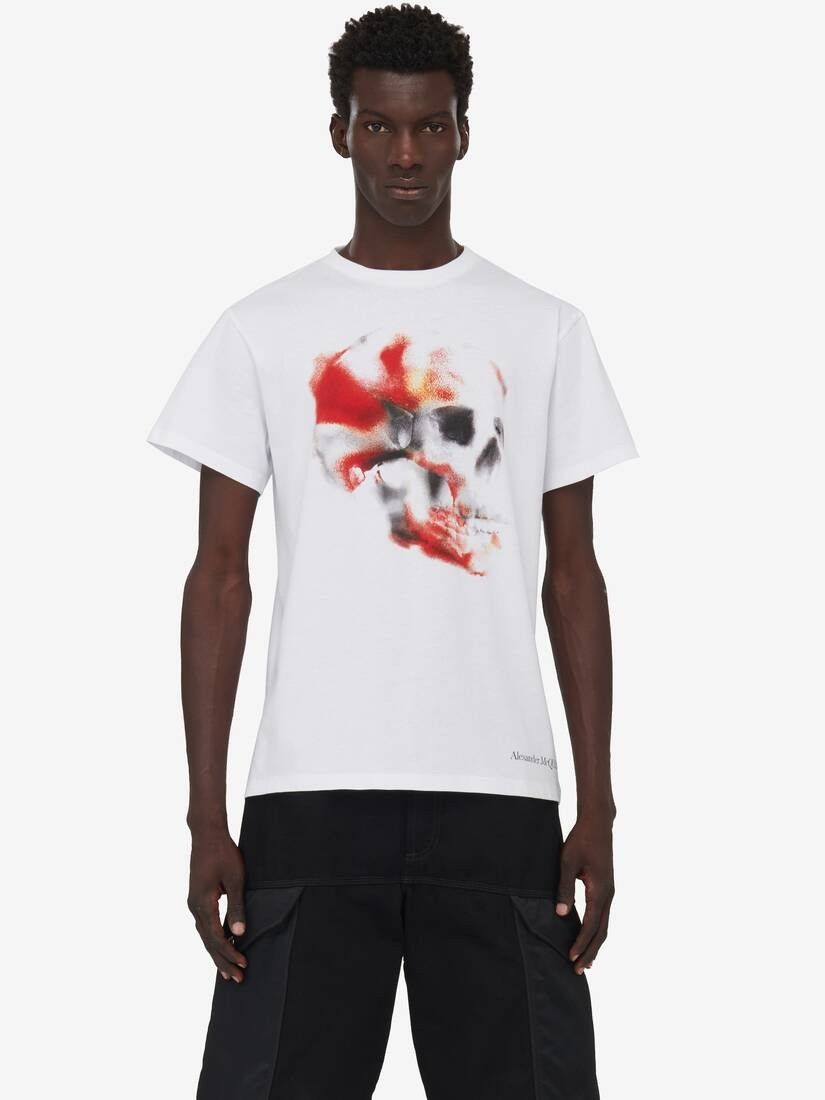 o1w1db10725 Obscured Skull T-Shirt in White