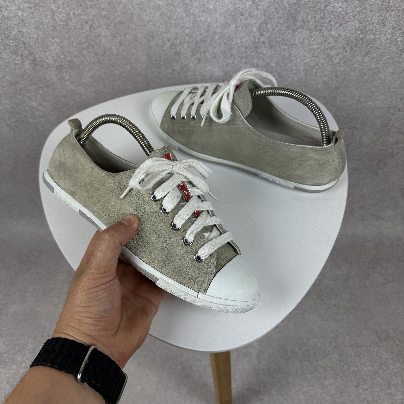 Prada Prada Women Shoes Size 8US/39EU Flat Gray Canvas Rubber Toe Size US 8 / IT 38 - 4 Thumbnail