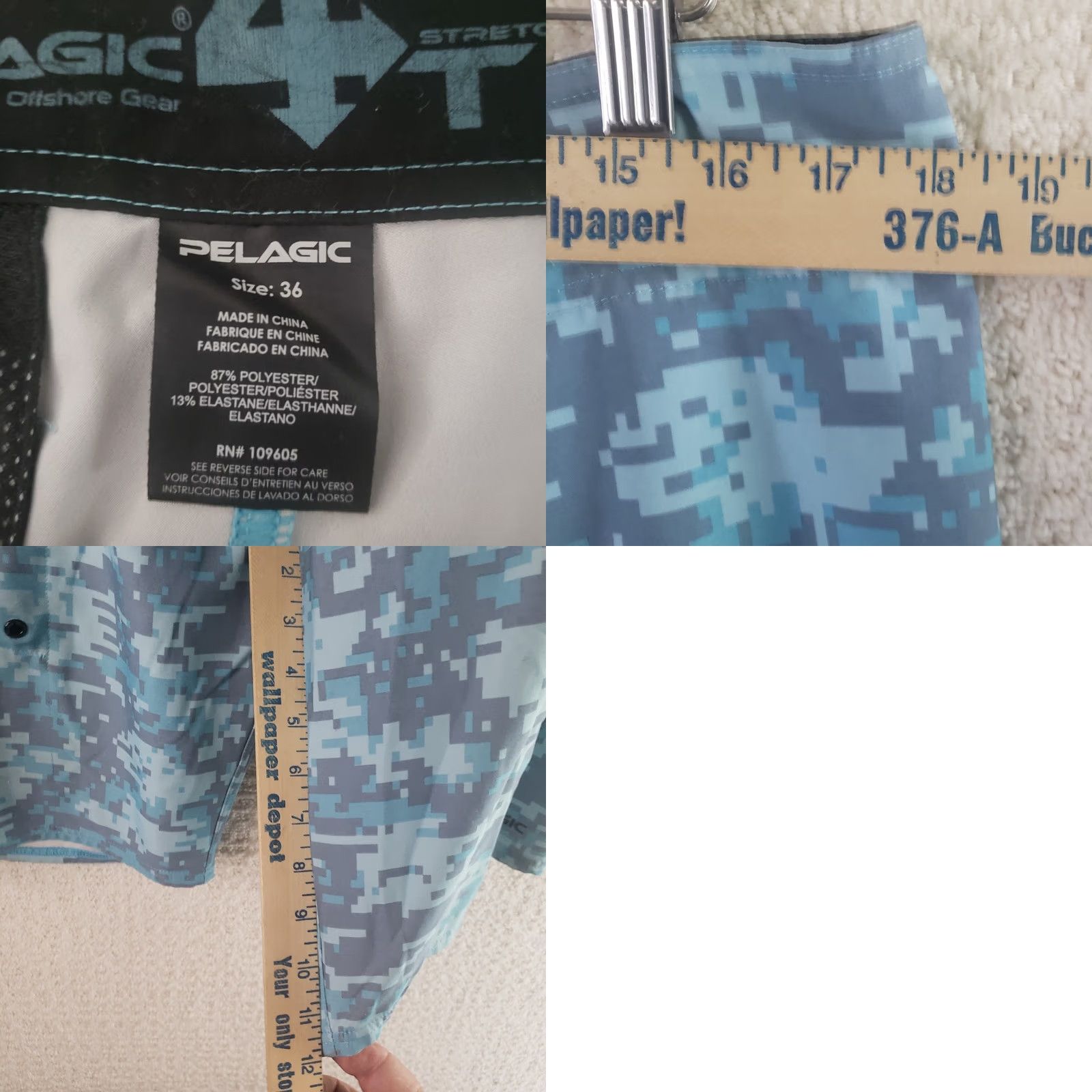 Vintage PELAGIC Shorts Mens 36 Blue Tek Board Men Digital Camo Ripstop Stretch Size US 36 / EU 52 - 10 Thumbnail