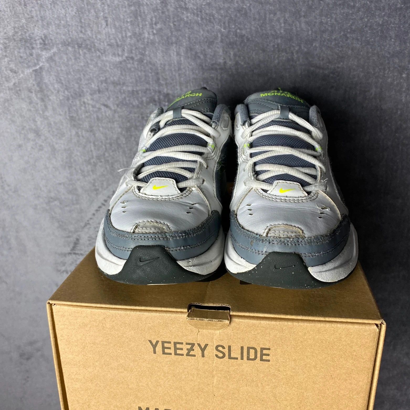 Nike Air Monarch daddy shoes sneakers Y2K white grey lime Size US 7.5 / EU 40-41 - 6 Thumbnail