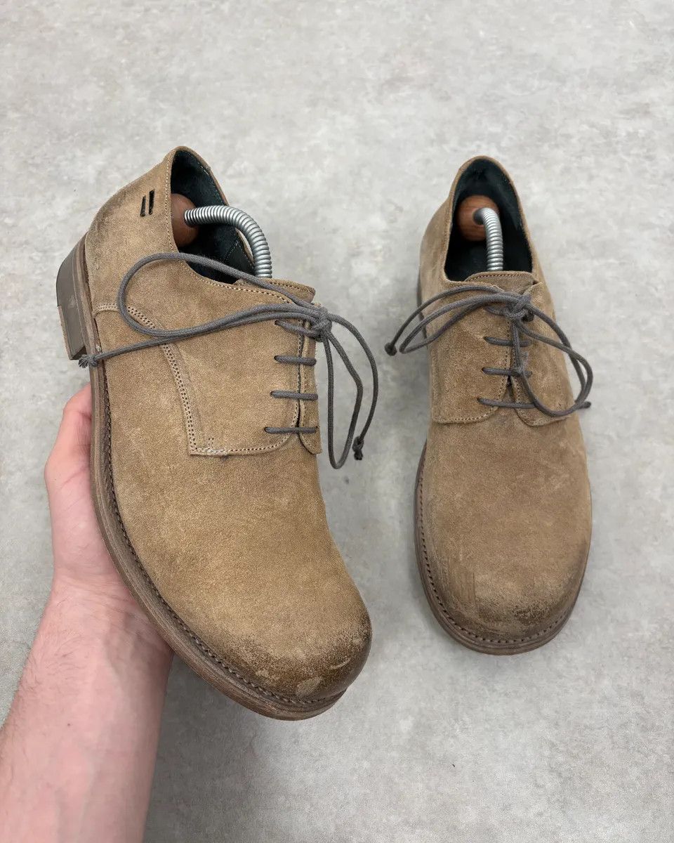 The Last Conspiracy The Last Conspiracy Beige Suede Leather Eroded Derby Shoes Size US 8 / EU 41 - 1 Thumbnail