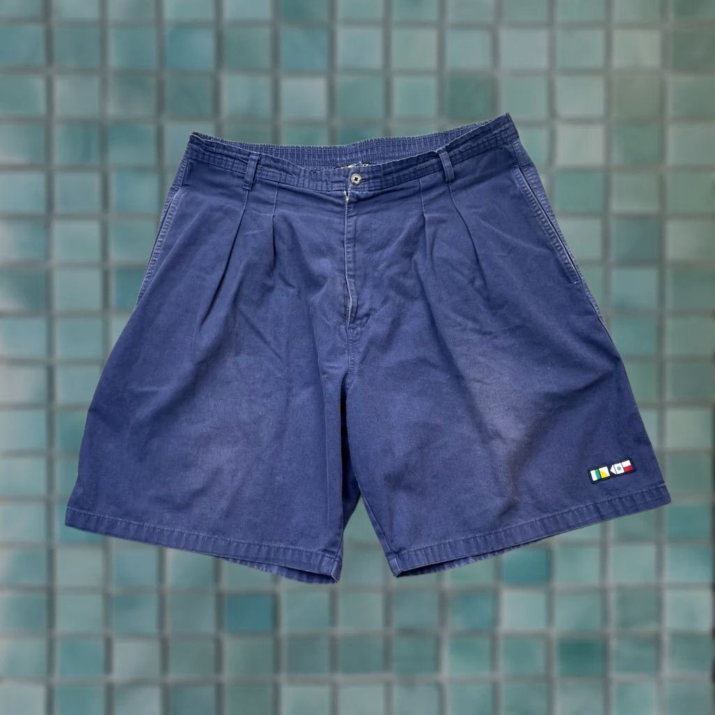 Vintage VINTAGE Hobie Shorts Mens L Blue Cotton Pleated Outdoor Chino 9 in Inseam 38 in Waist Polo Logo Zipper Pocket Men's Size US 33 - 1 Thumbnail