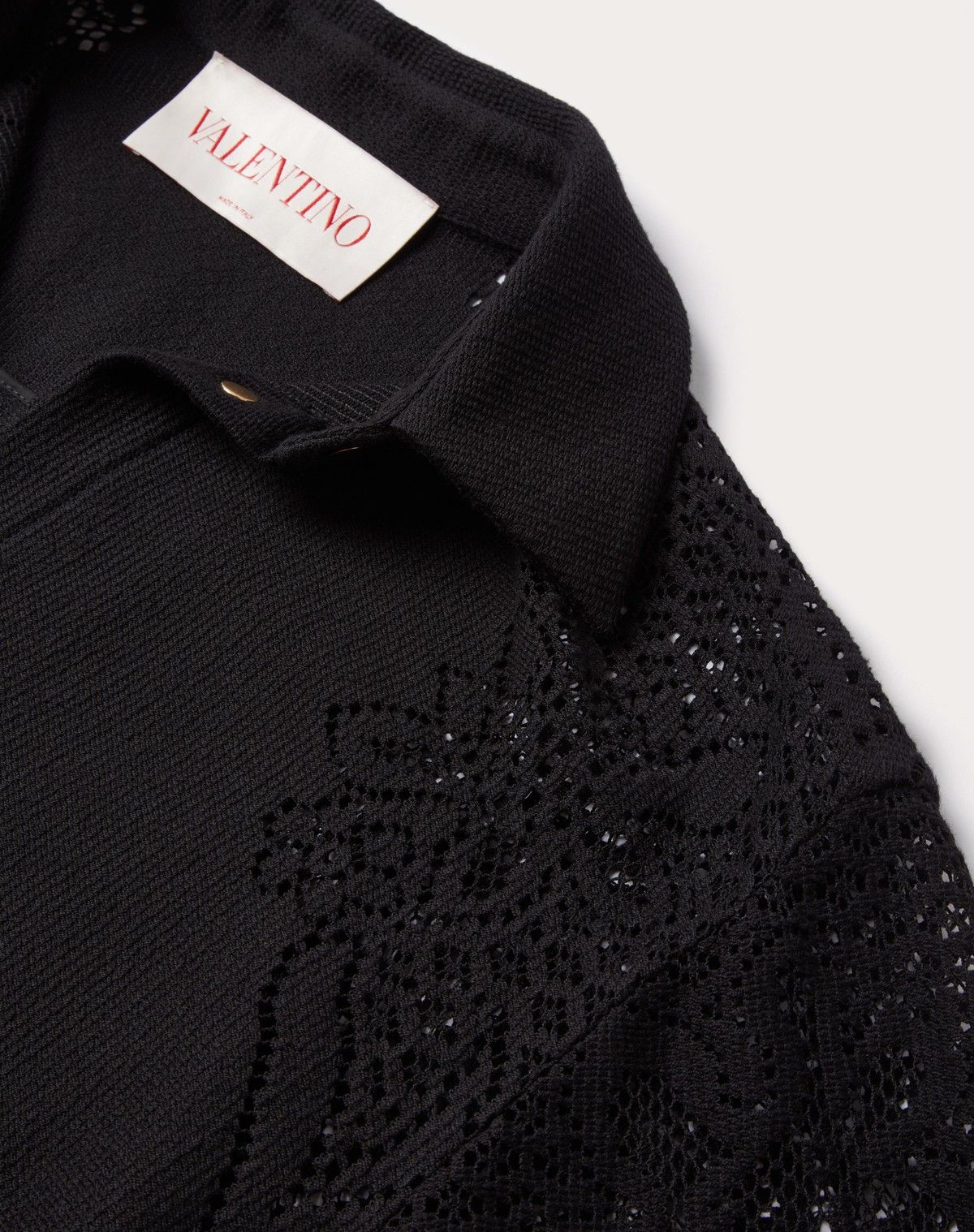 Valentino o1s1wg110525 Cotton Guipure Jardin Plat Overshirt in Black Size S / US 4 / IT 40 - 7 Thumbnail