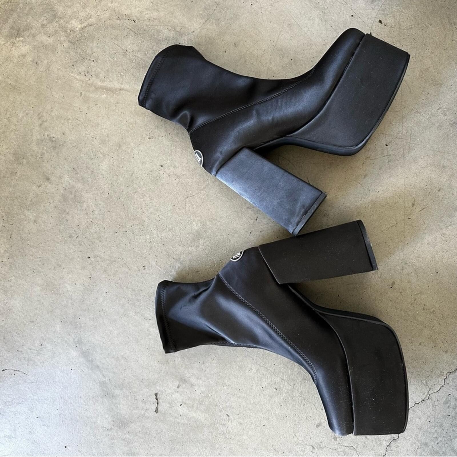 Other NOKWOL / Ellie platform ankle boots in satin / black Size US 7 / IT 37 - 8 Thumbnail