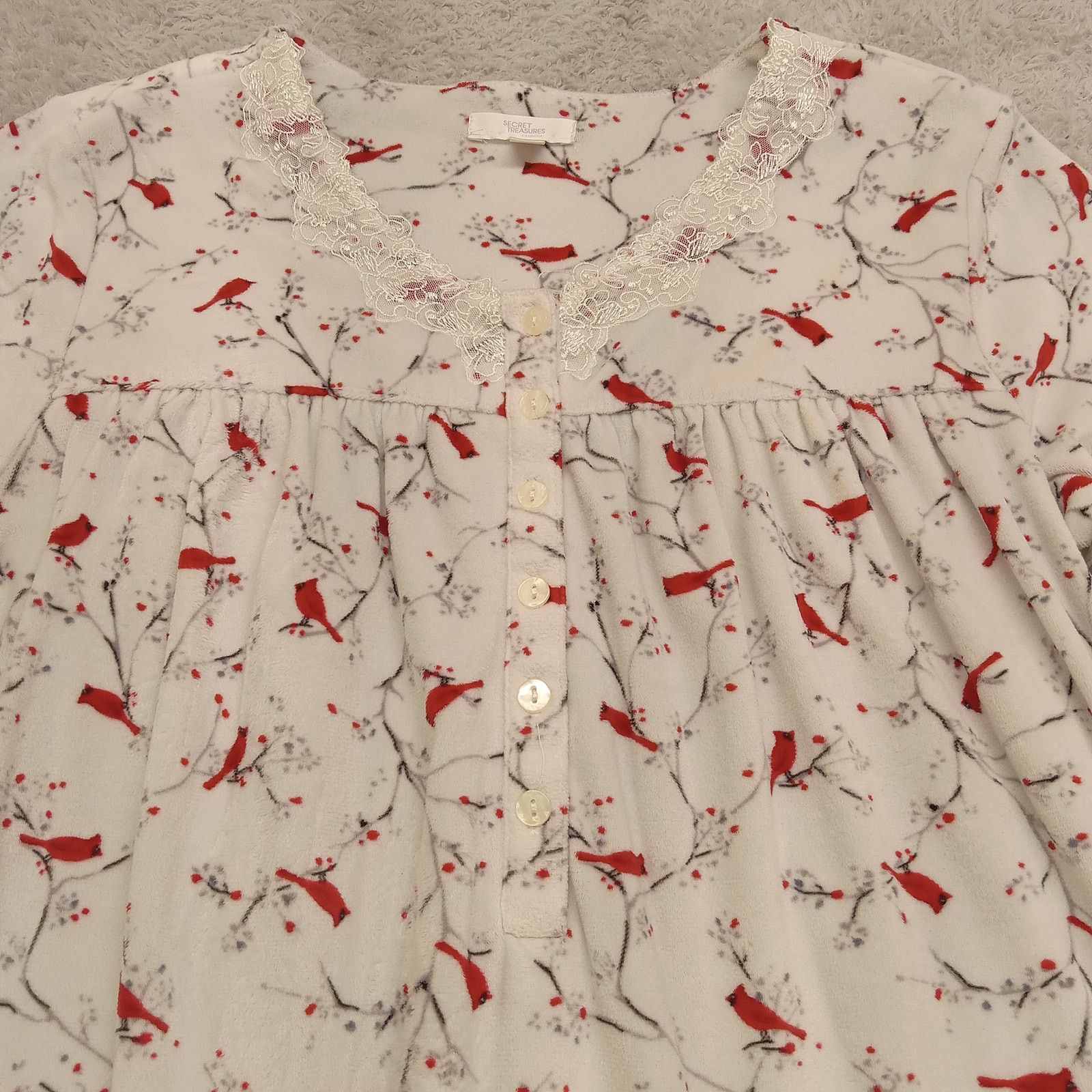 & Other Stories Secret Treasures Sleepwear Night Dress Fleece Cardinals Lace Size M / US 6-8 / IT 42-44 - 2 Thumbnail
