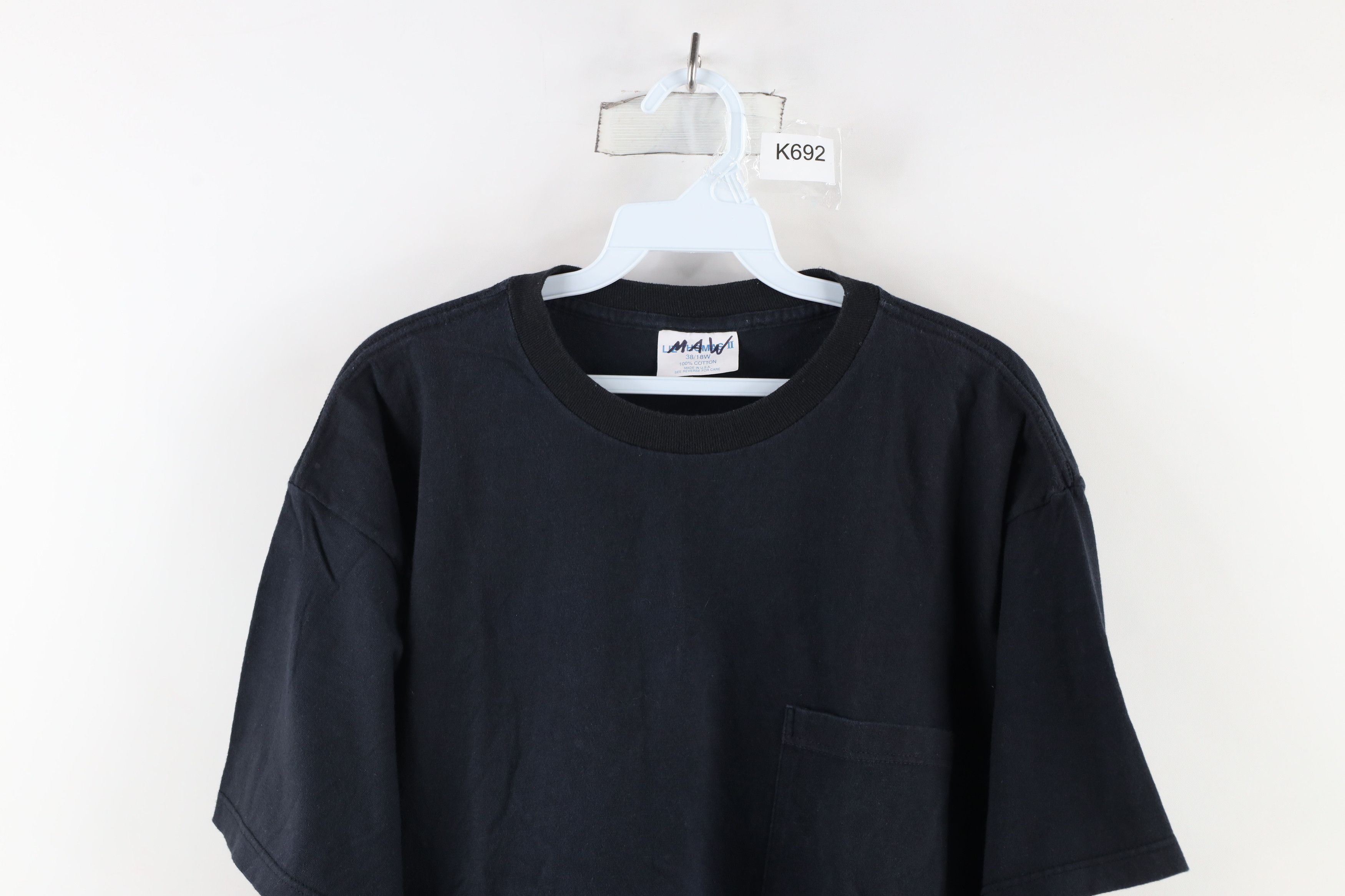 Vintage Vintage 90s Streetwear Blank Pocket T-Shirt Black Cotton USA Size XXL / US 16-18 / IT 52-54 - 2 Thumbnail