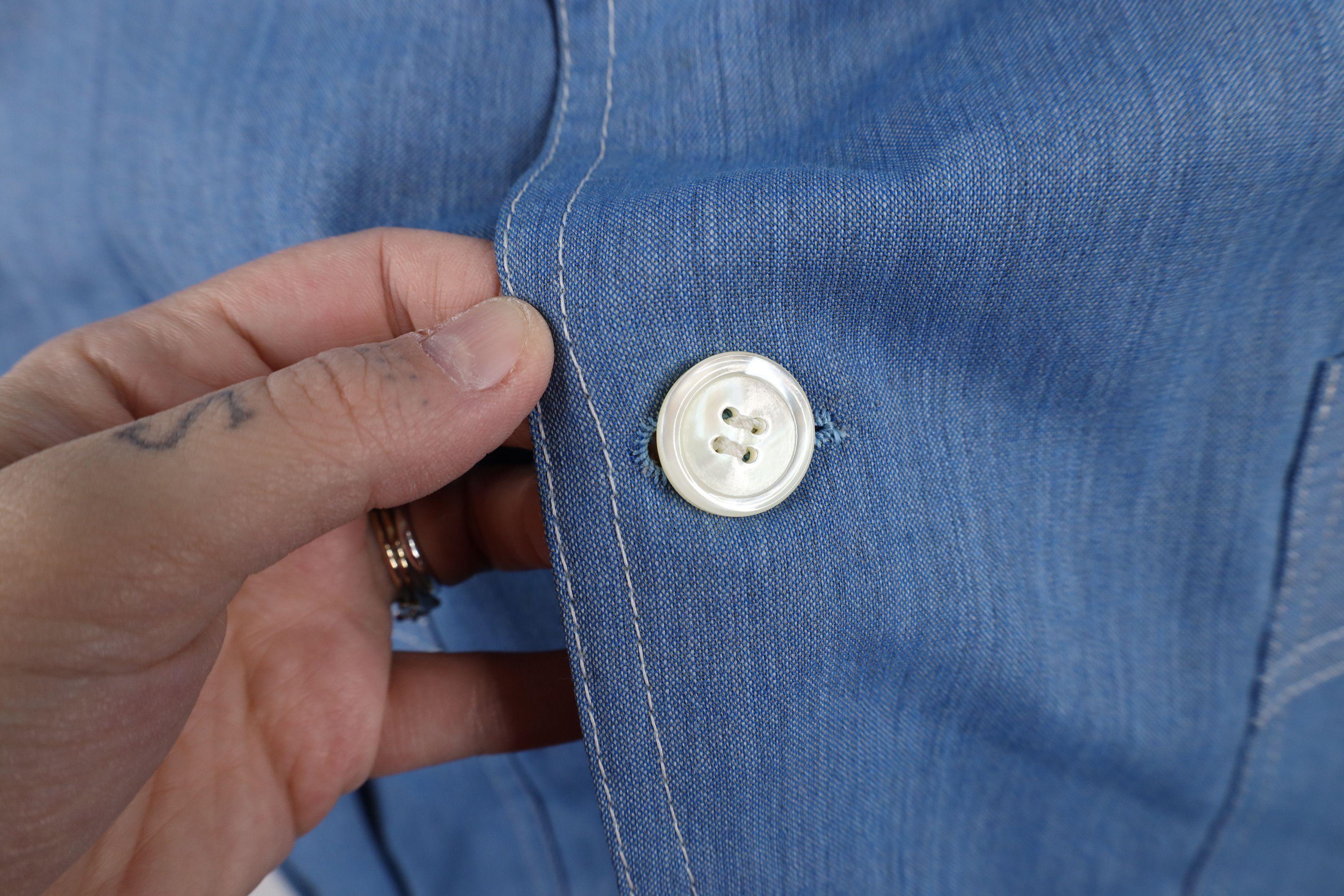 Vintage Vintage 60s 70s Rockabilly Chambray Blazer Suit Jacket Blue Size US L / EU 52-54 / 3 - 8 Thumbnail